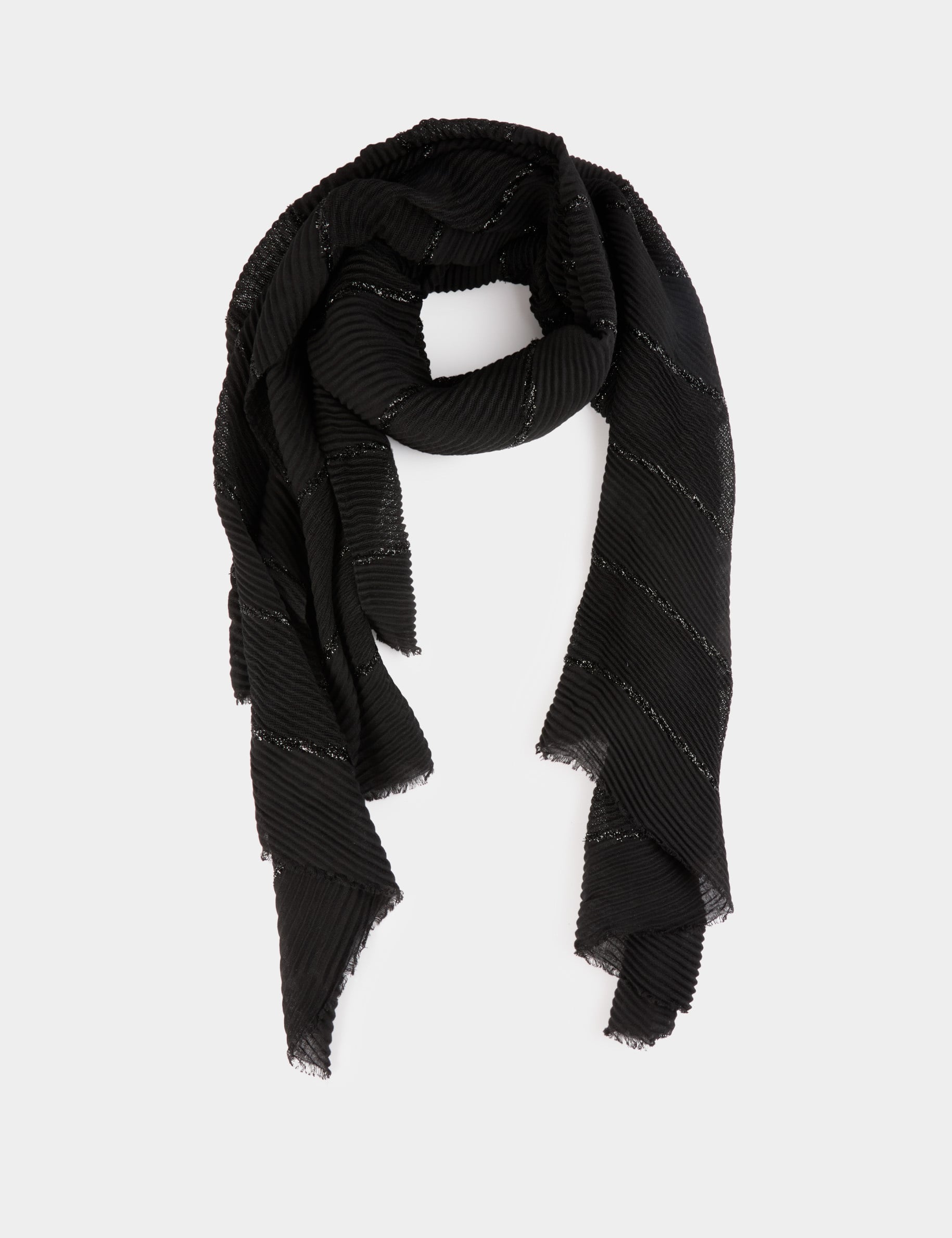 Pa&ntilde;uelo plisado metalizado negro mujer