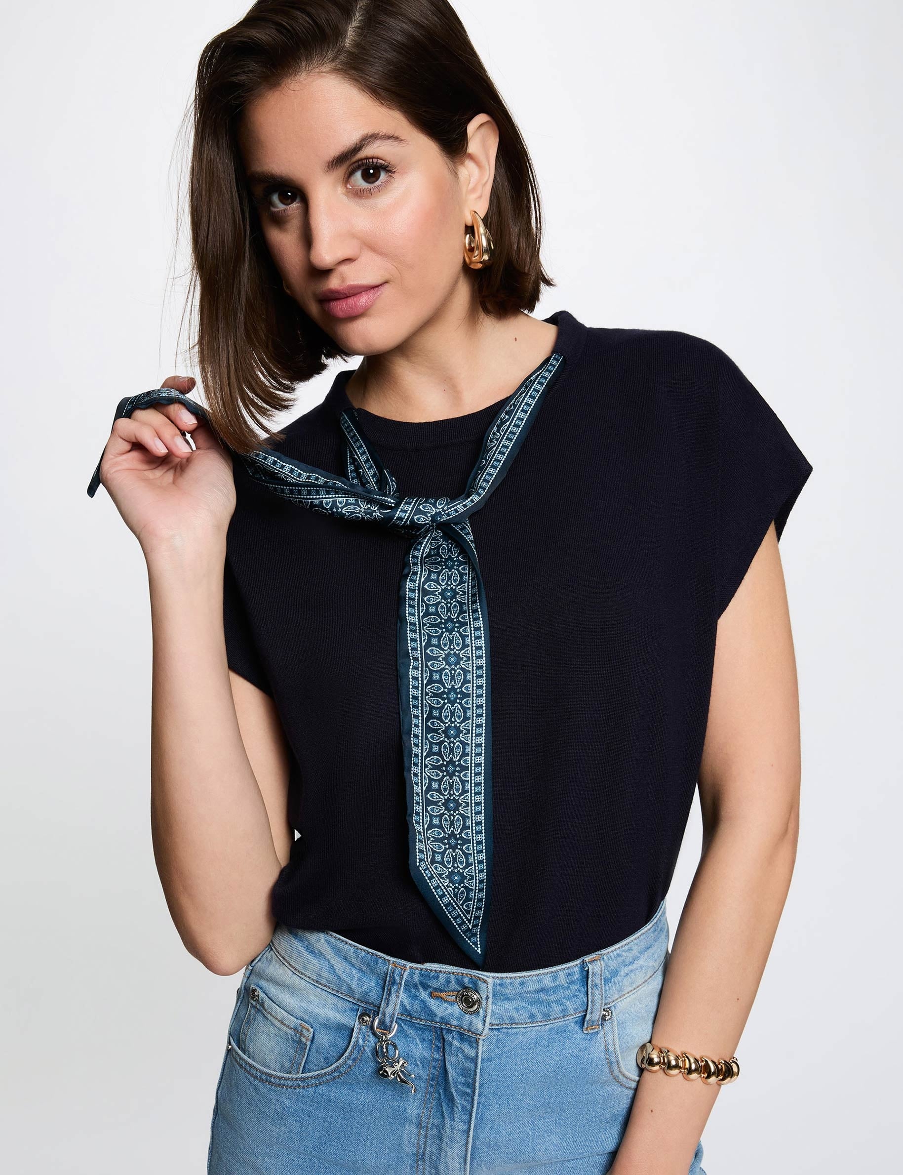 Jersey sin mangas azul marino mujer