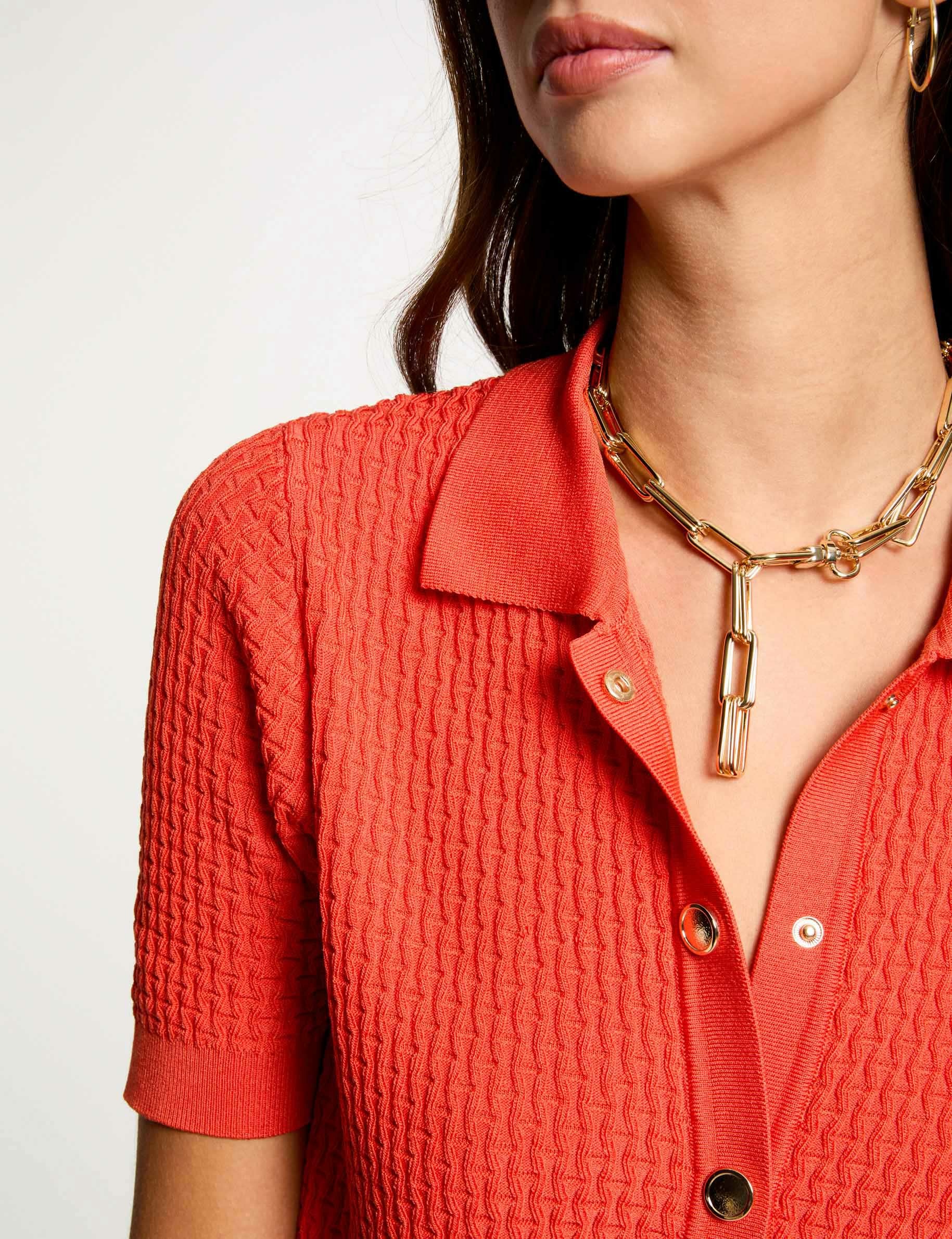 cardigan manga corta naranja oscuro mujer Cárdigan manga corta naranja oscuro mujer
