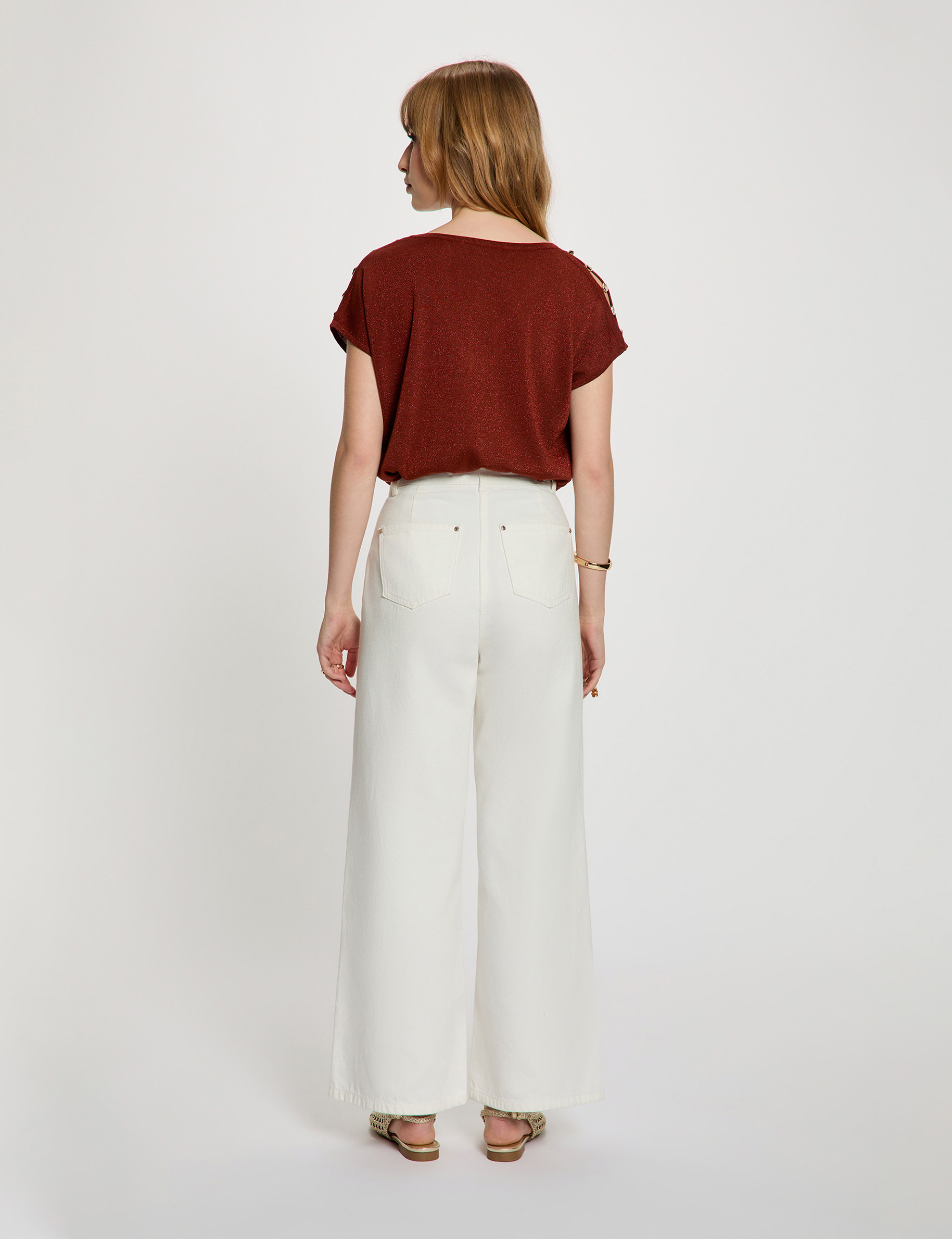Jersey oversize con cuello v marr&oacute;n co&ntilde;ac mujer