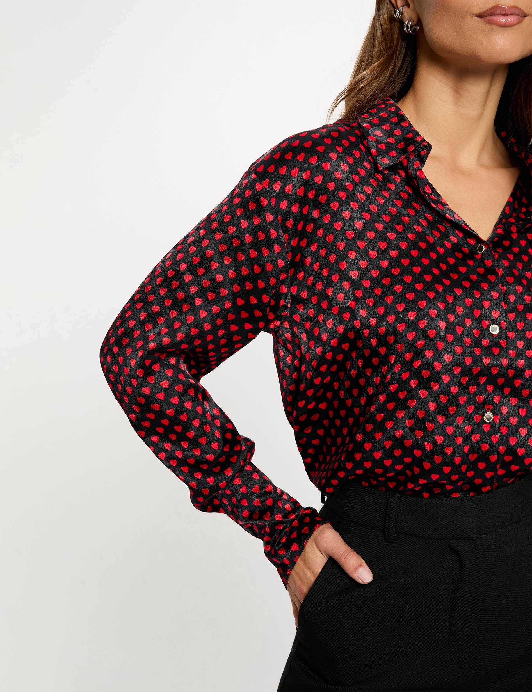 Camisa con cuello vuelto multicolor mujer