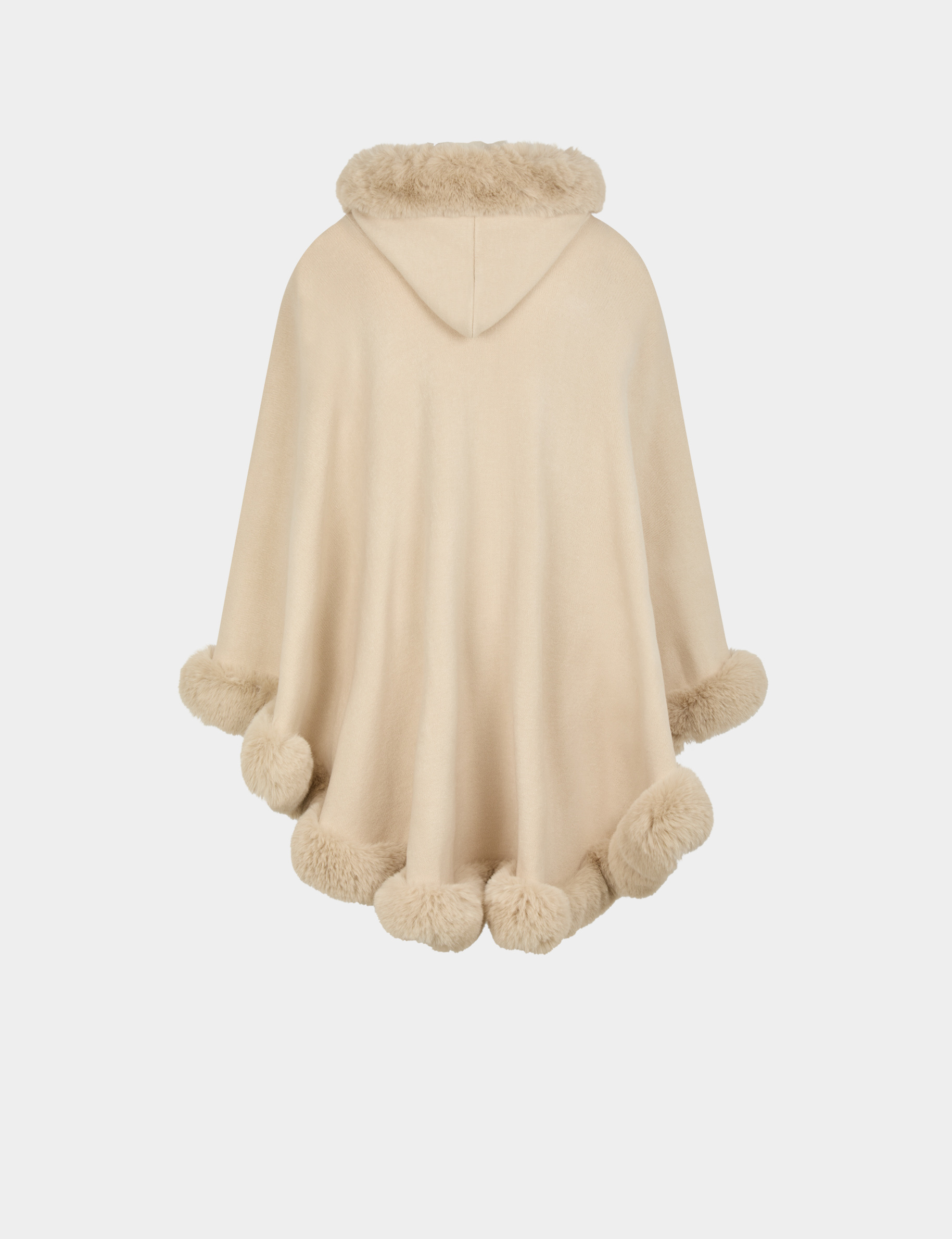 Poncho de piel sint&eacute;tica arena mujer