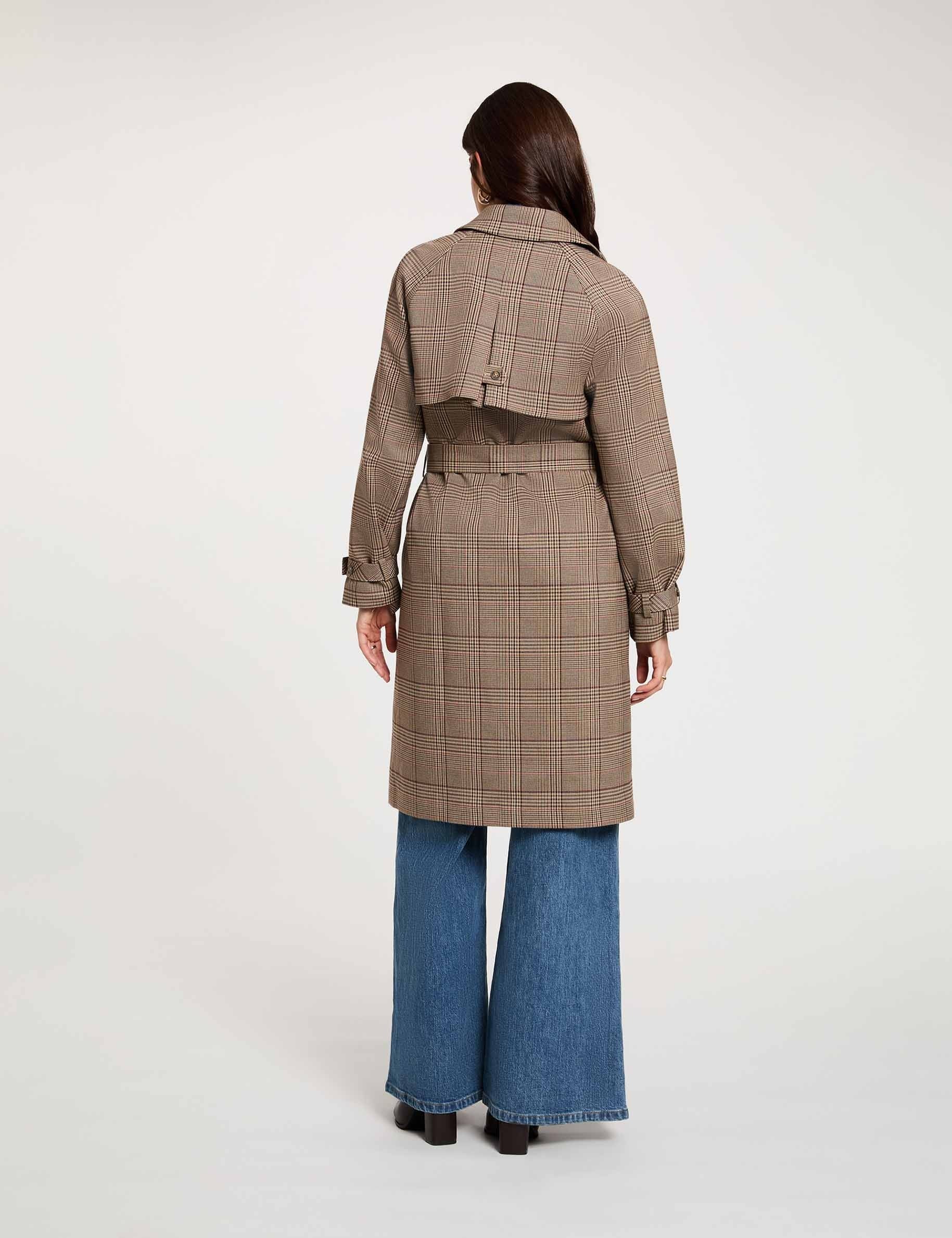 Trench largo con cintur&oacute;n multicolor mujer
