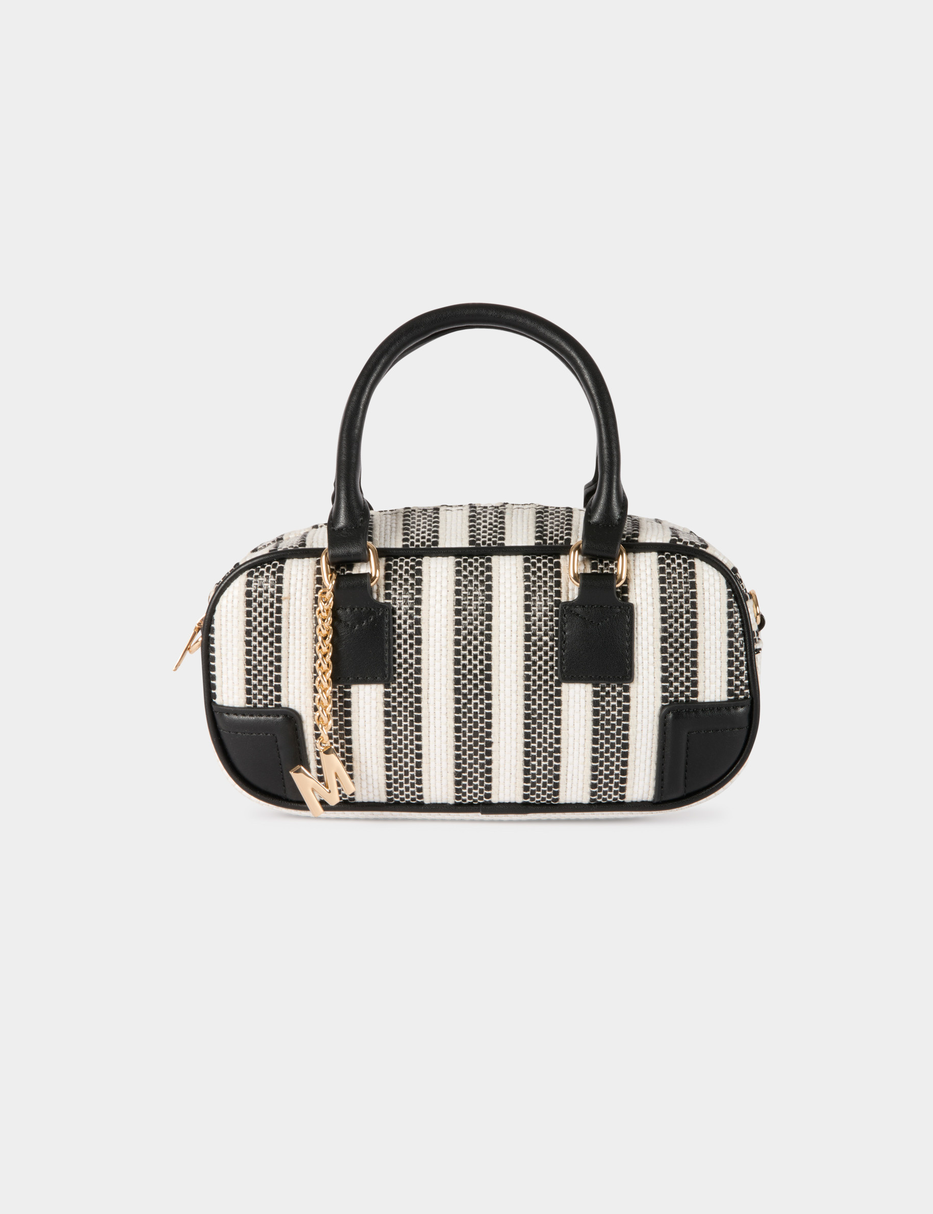 Bolso tejido a rayas marfil mujer