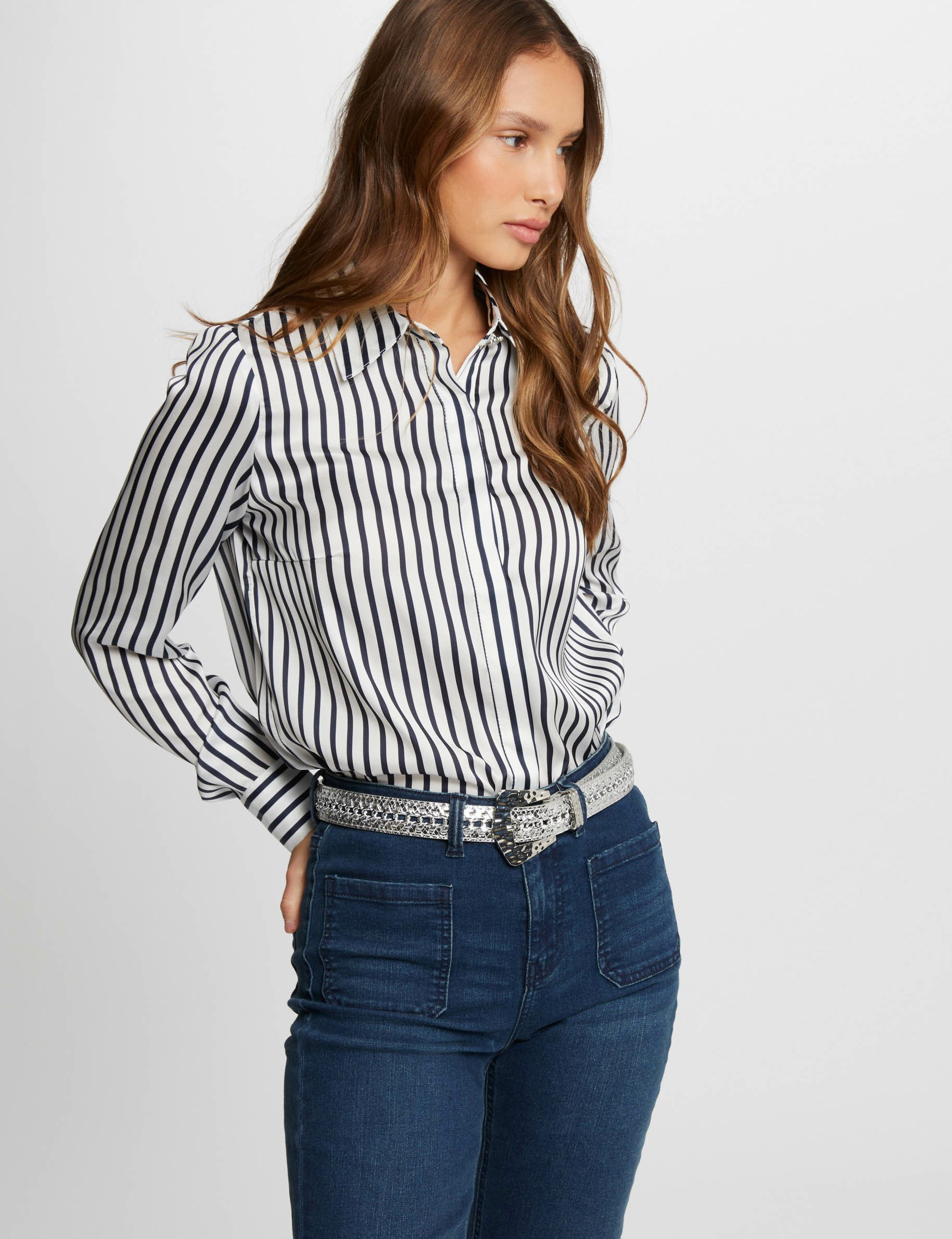 camisa manga larga rayas multicolor mujer Camisa manga larga rayas multicolor mujer