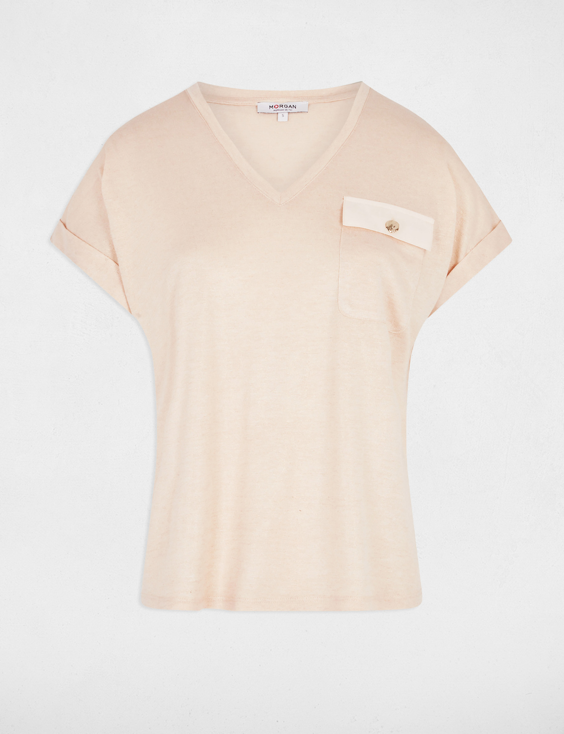 camiseta manga corta beige mujer Camiseta manga corta beige mujer