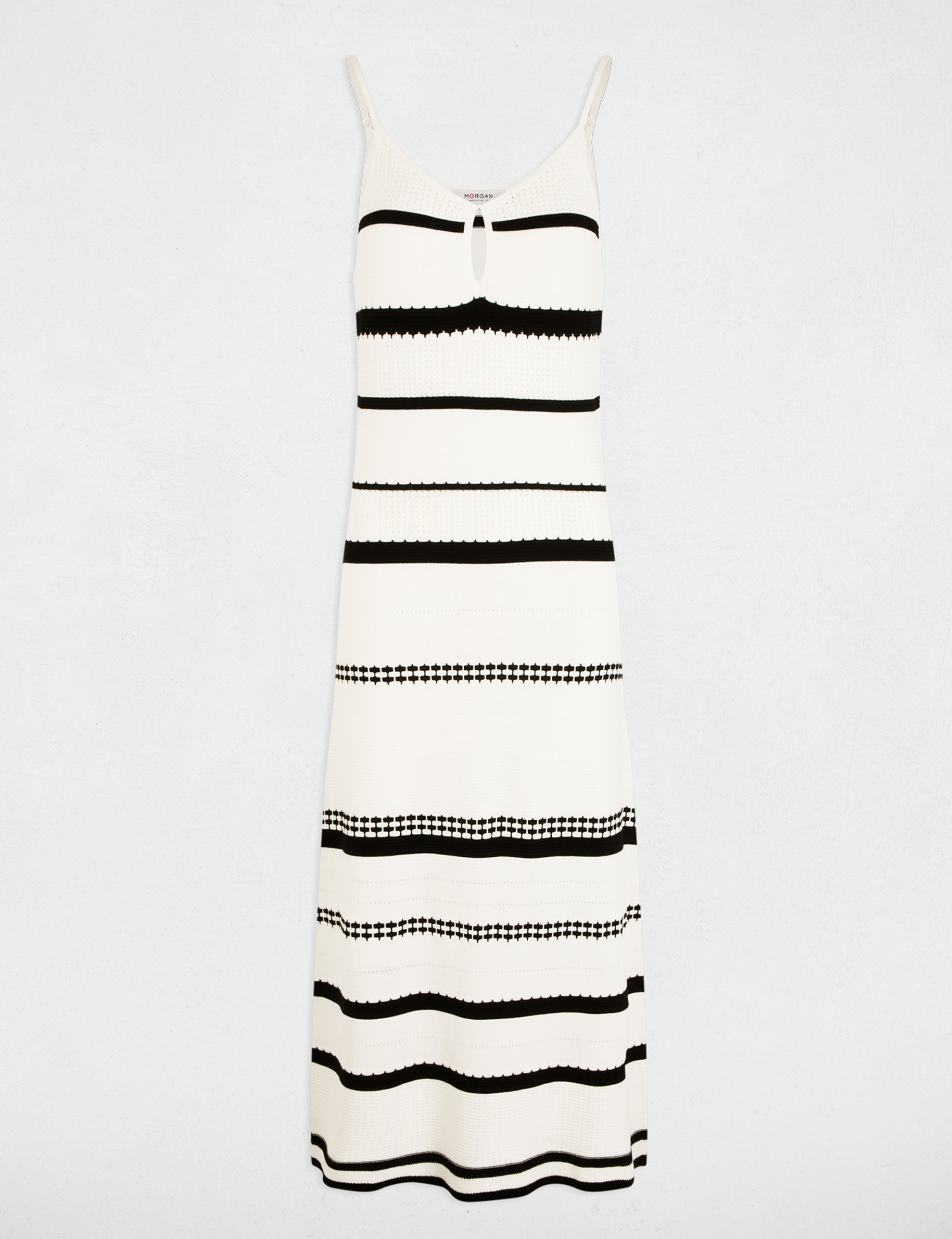 Vestido de punto a rayas blanco mujer