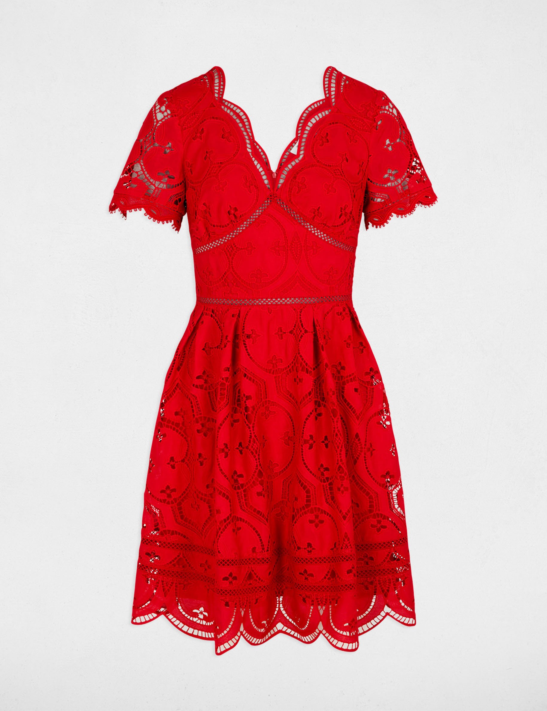 Vestido patinadora bordado rojo mujer