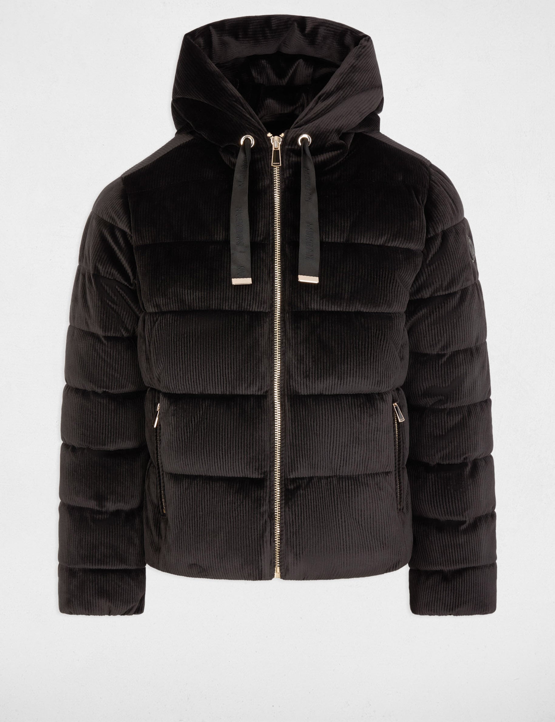 Chaqueta corta de terciopelo negro mujer