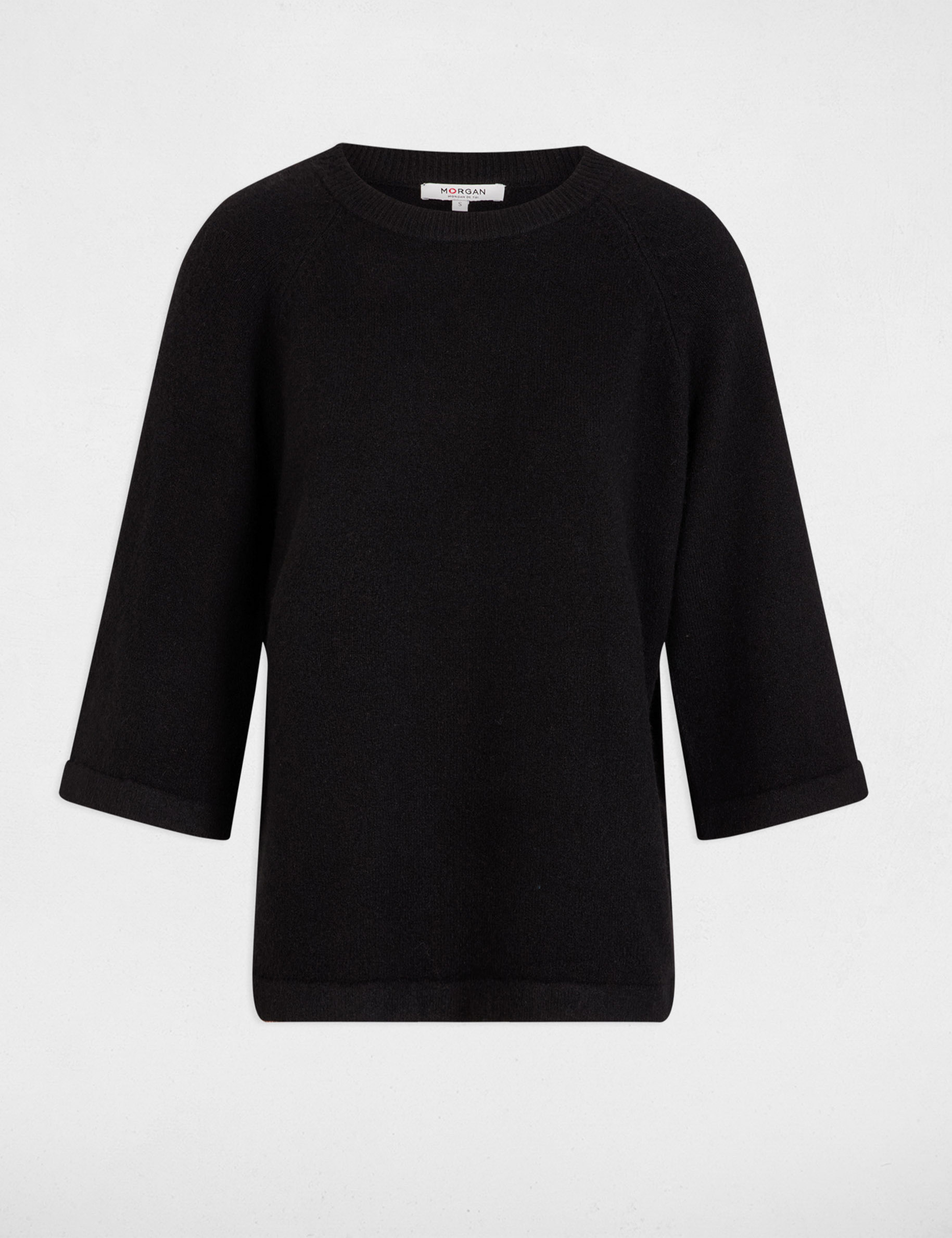 Jersey extragrande manga 3/4 negro mujer