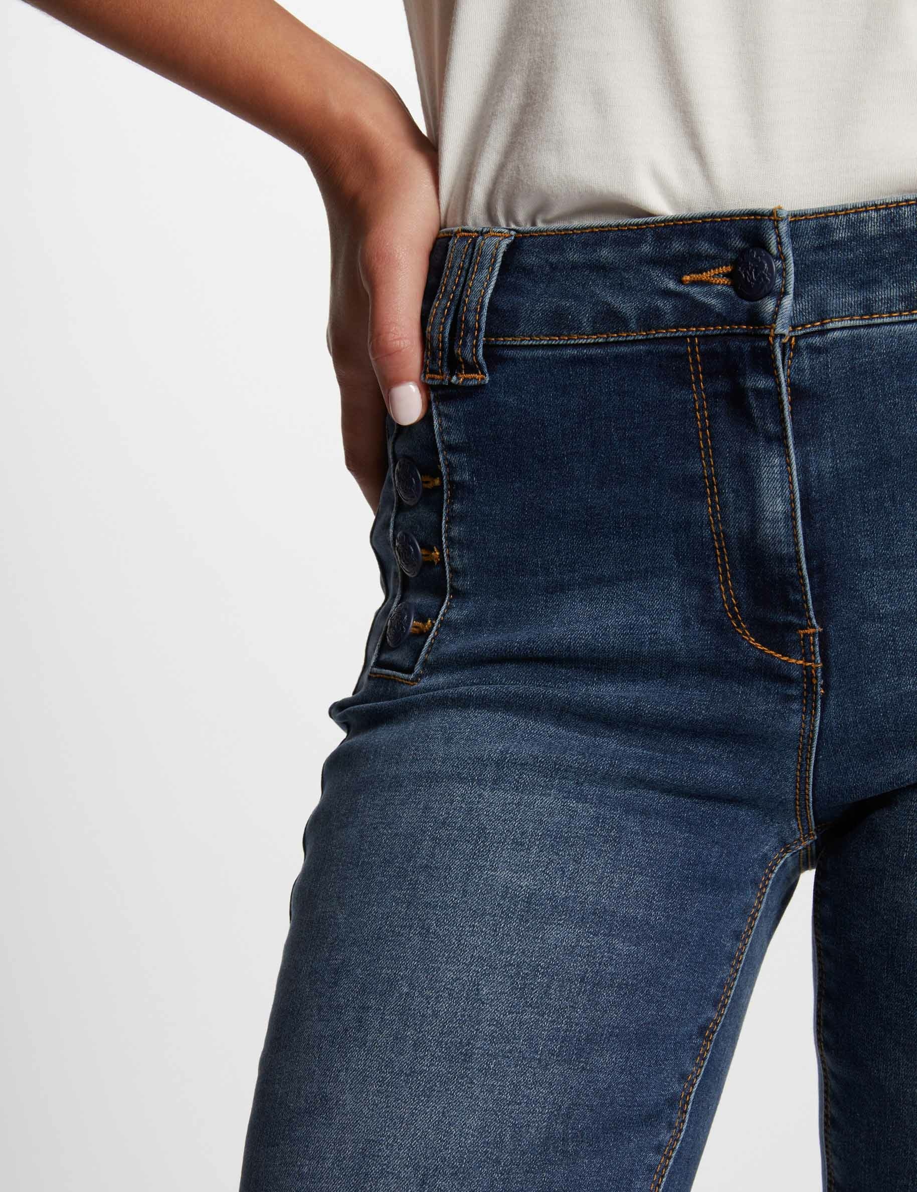 vaquero flare con botones denim stone mujer Vaquero flare con botones denim stone mujer