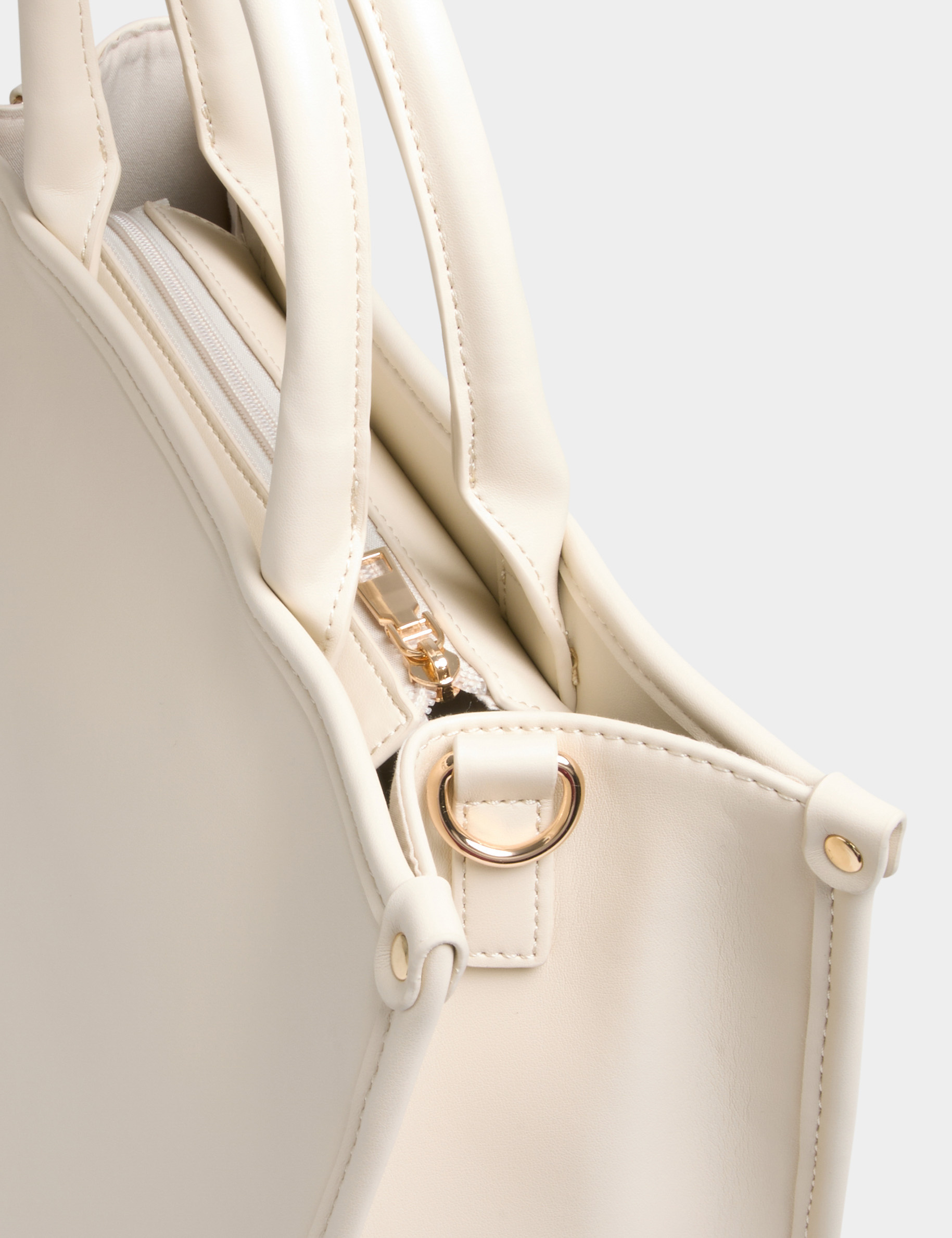 Bolso tote bordado marfil mujer
