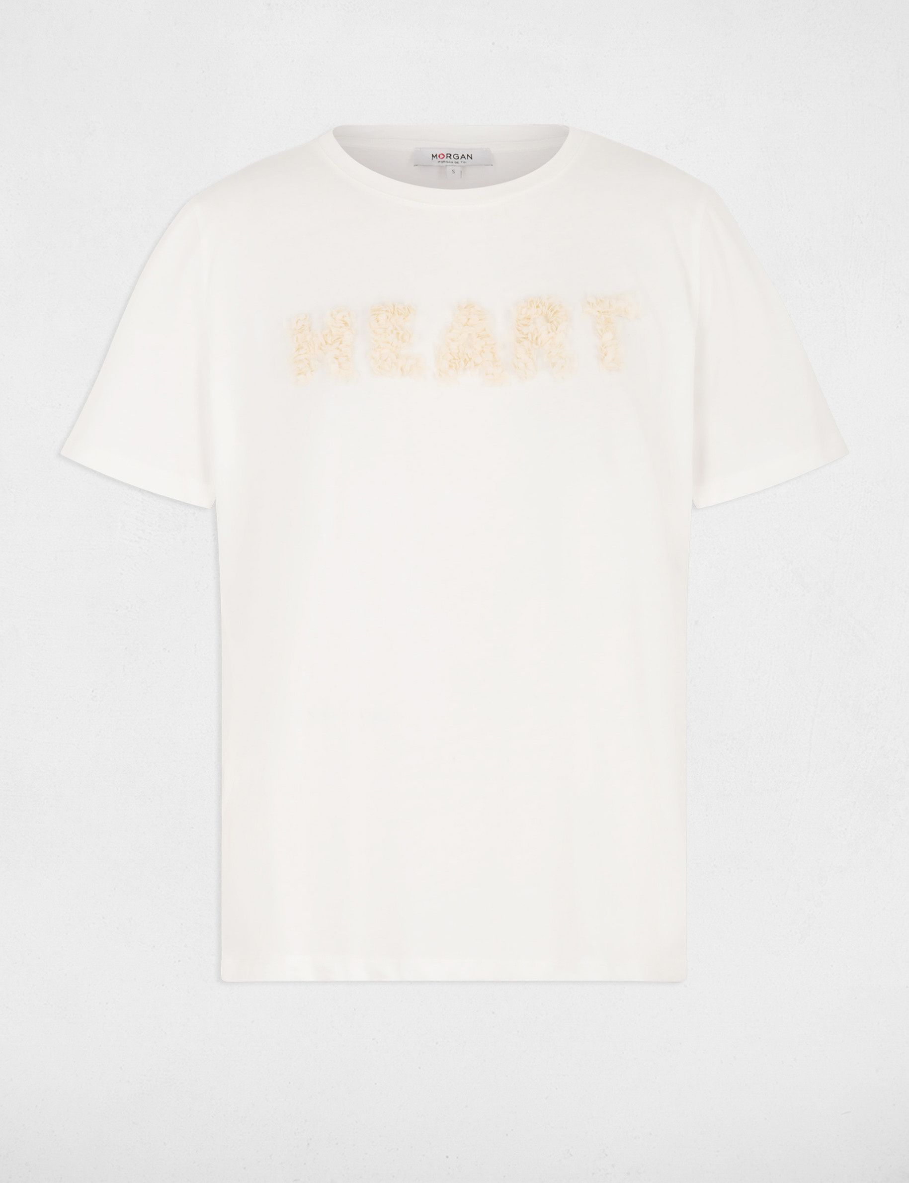 Camiseta con bordado en relieve blanco mujer