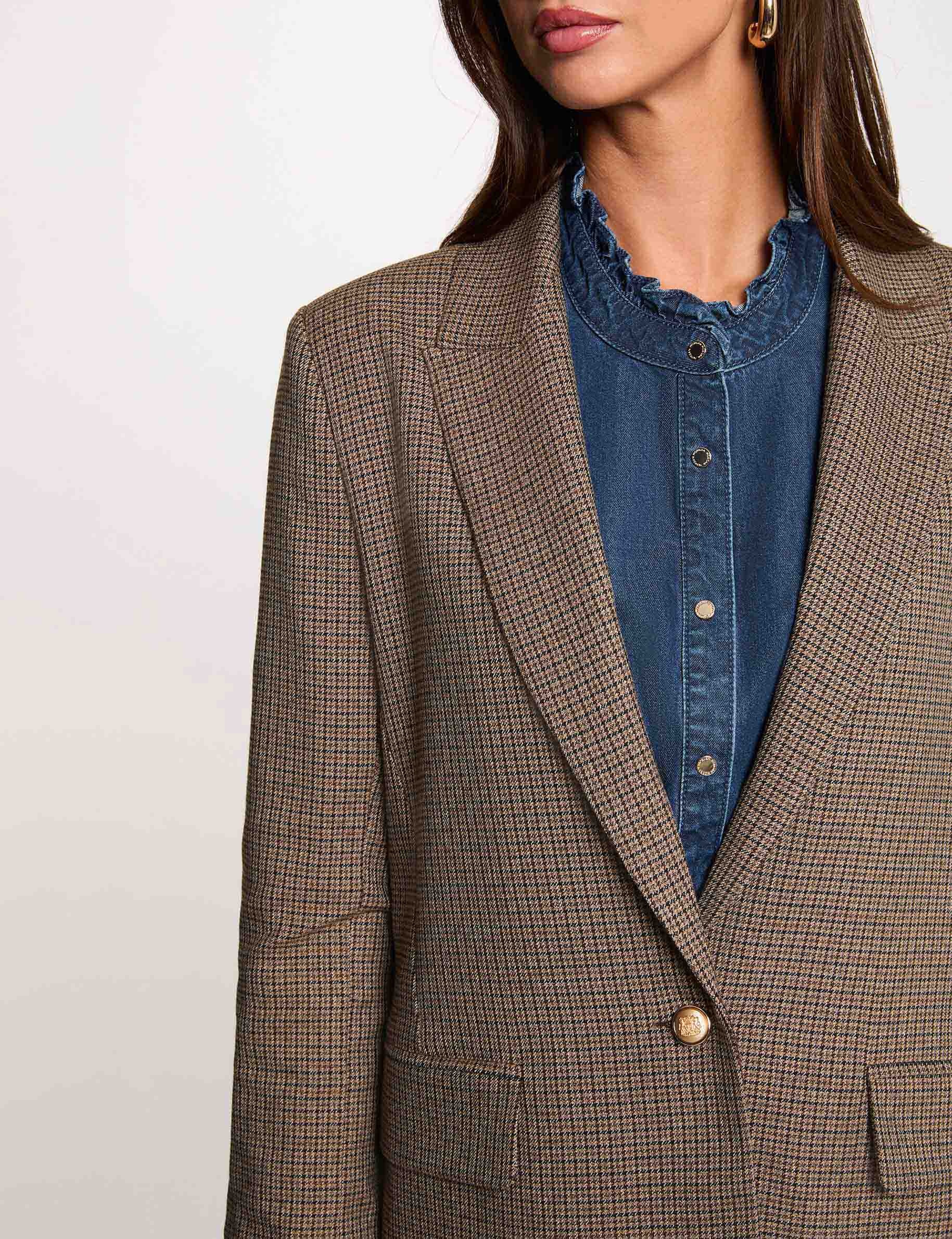 Chaqueta recta con cuello de sastre multicolor mujer