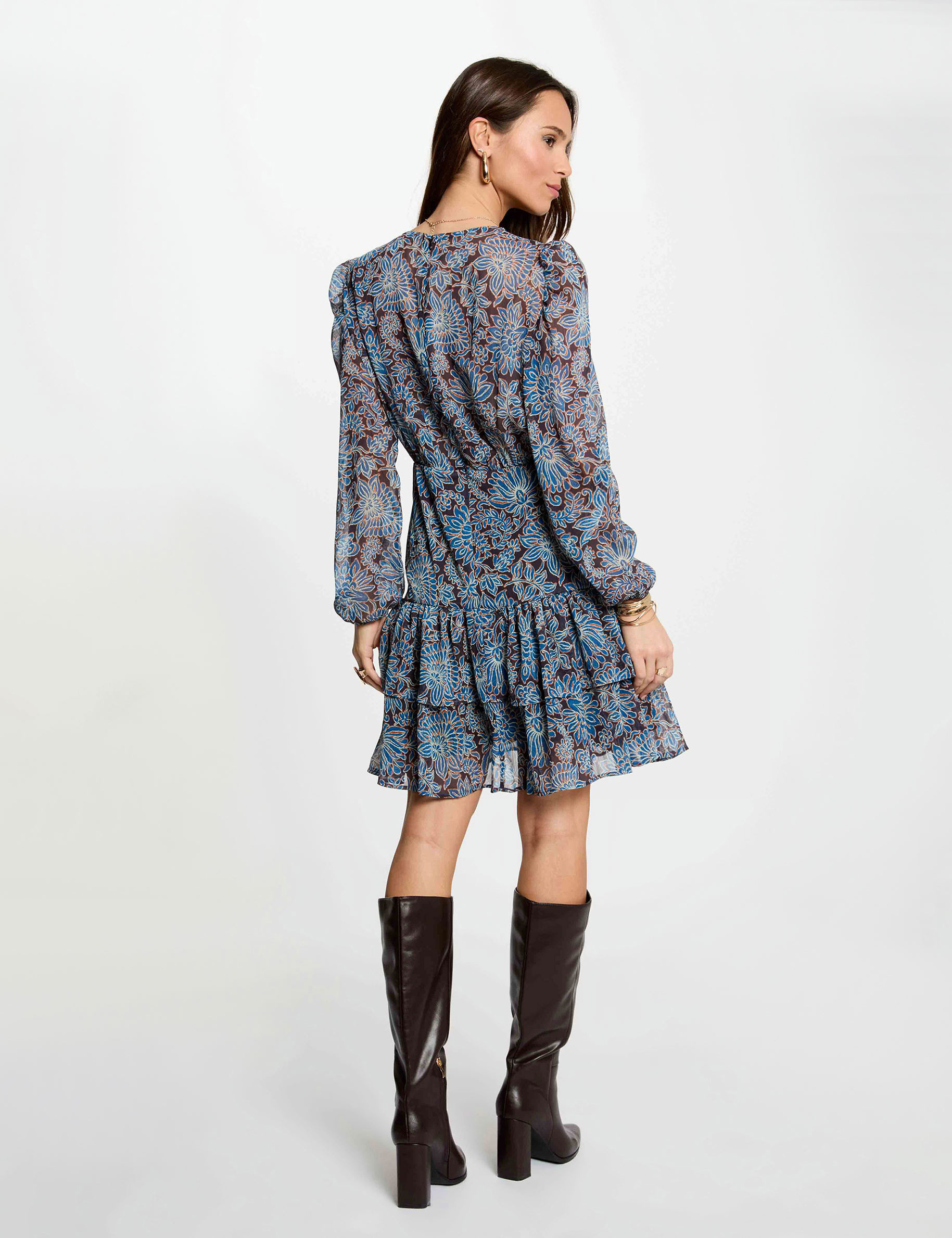 Vestido corto ajustado con cuello en V multicolor mujer