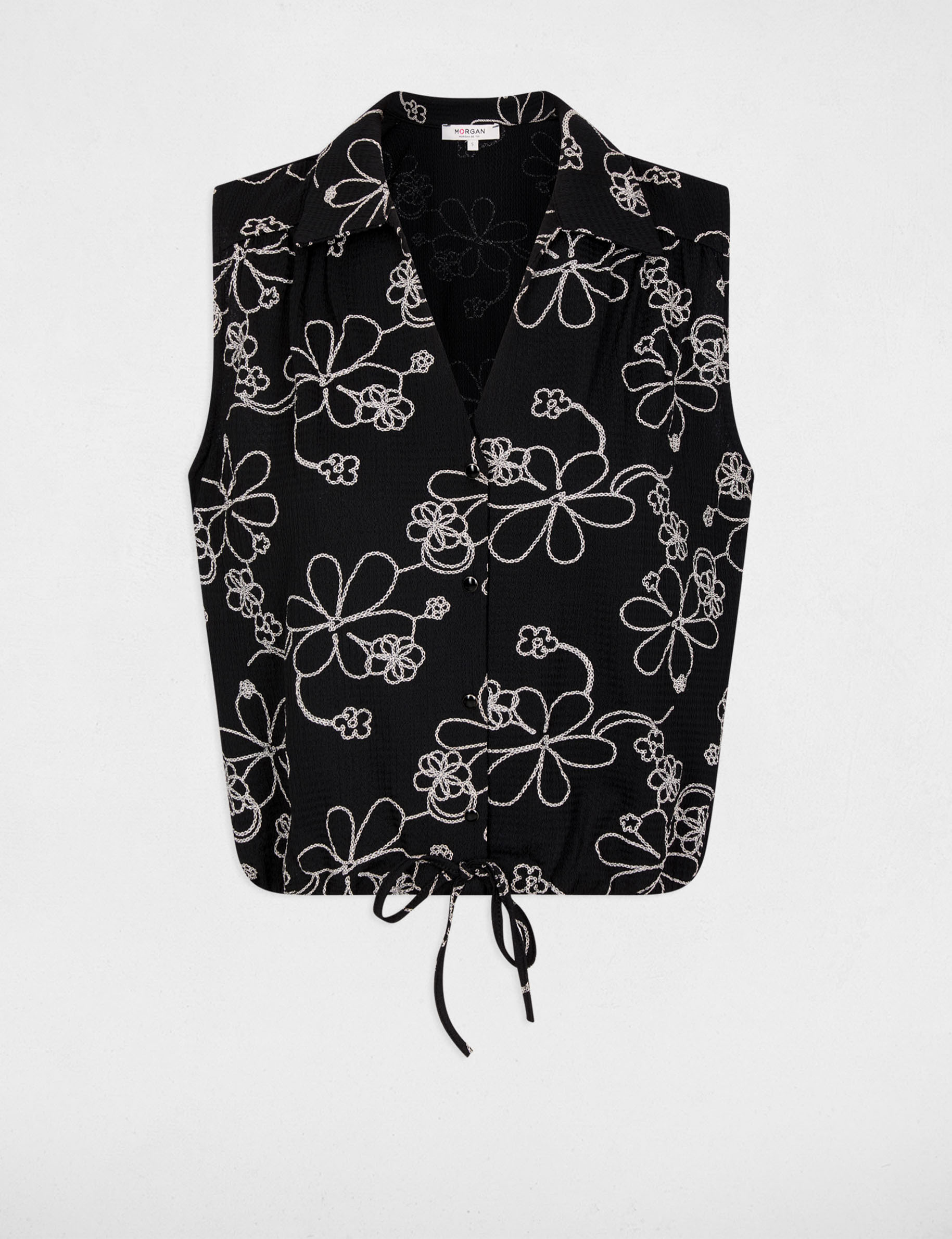 Blusa sin mangas con cuello en V negro mujer