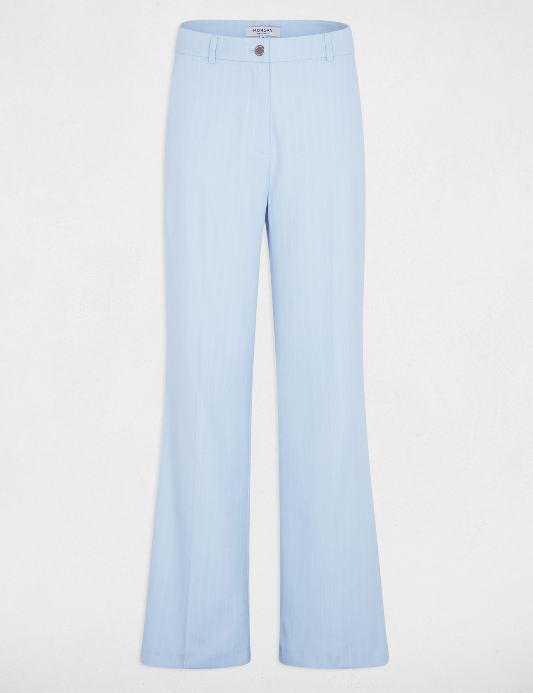 Pantal&oacute;n recto de tiro alto azul cielo mujer