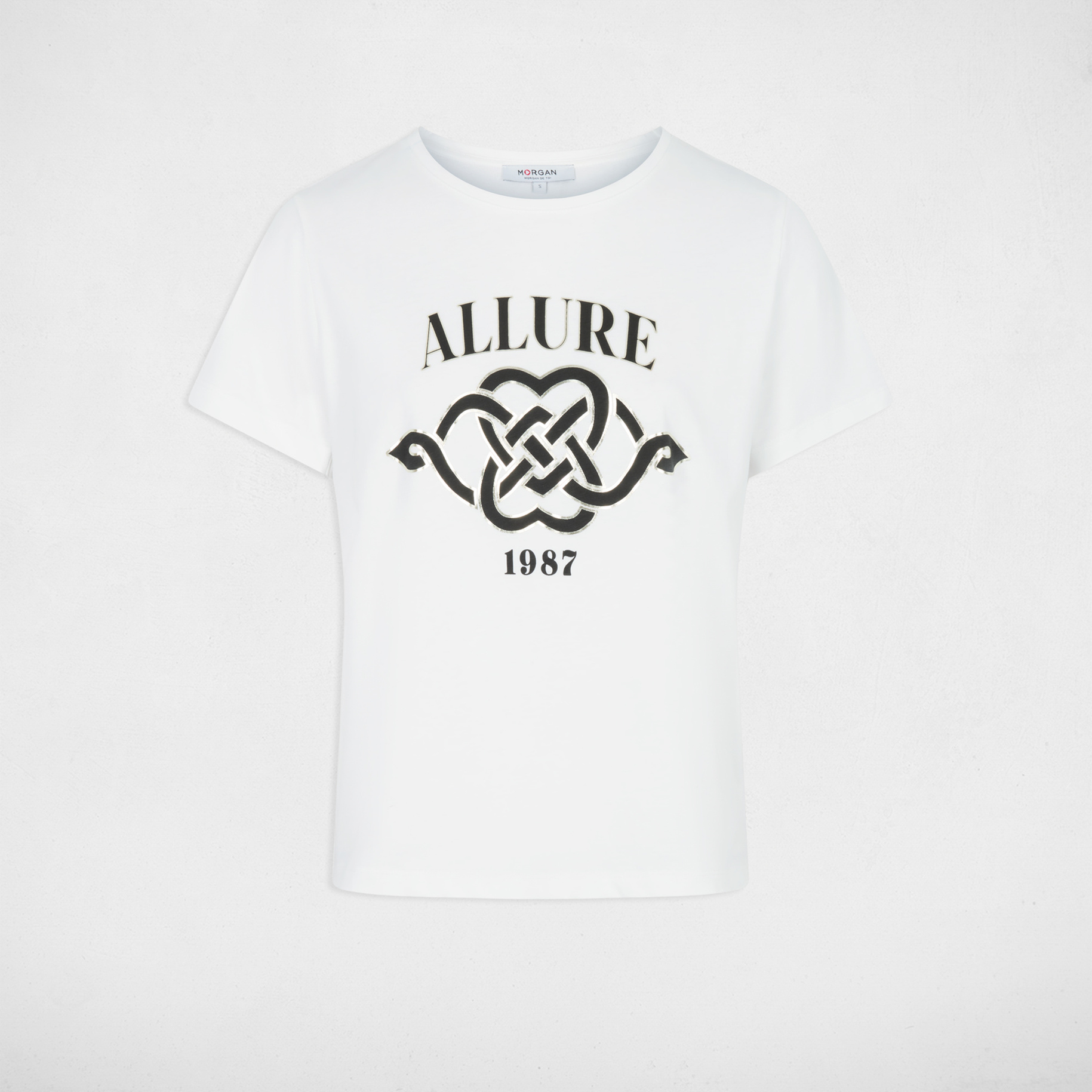 Camiseta estampada cuello redondo blanco mujer