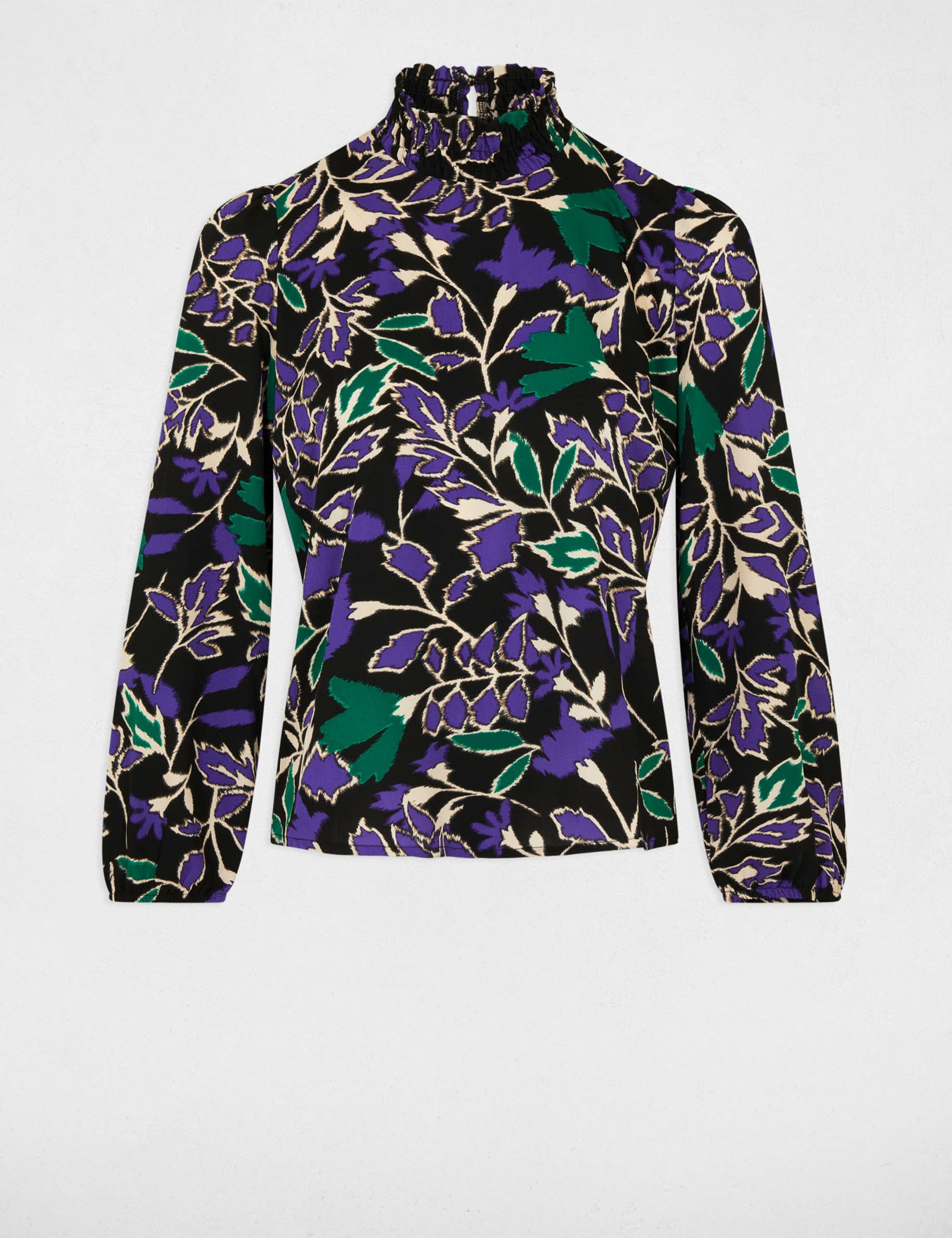 Blusa manga larga estampado vegetal multico mujer