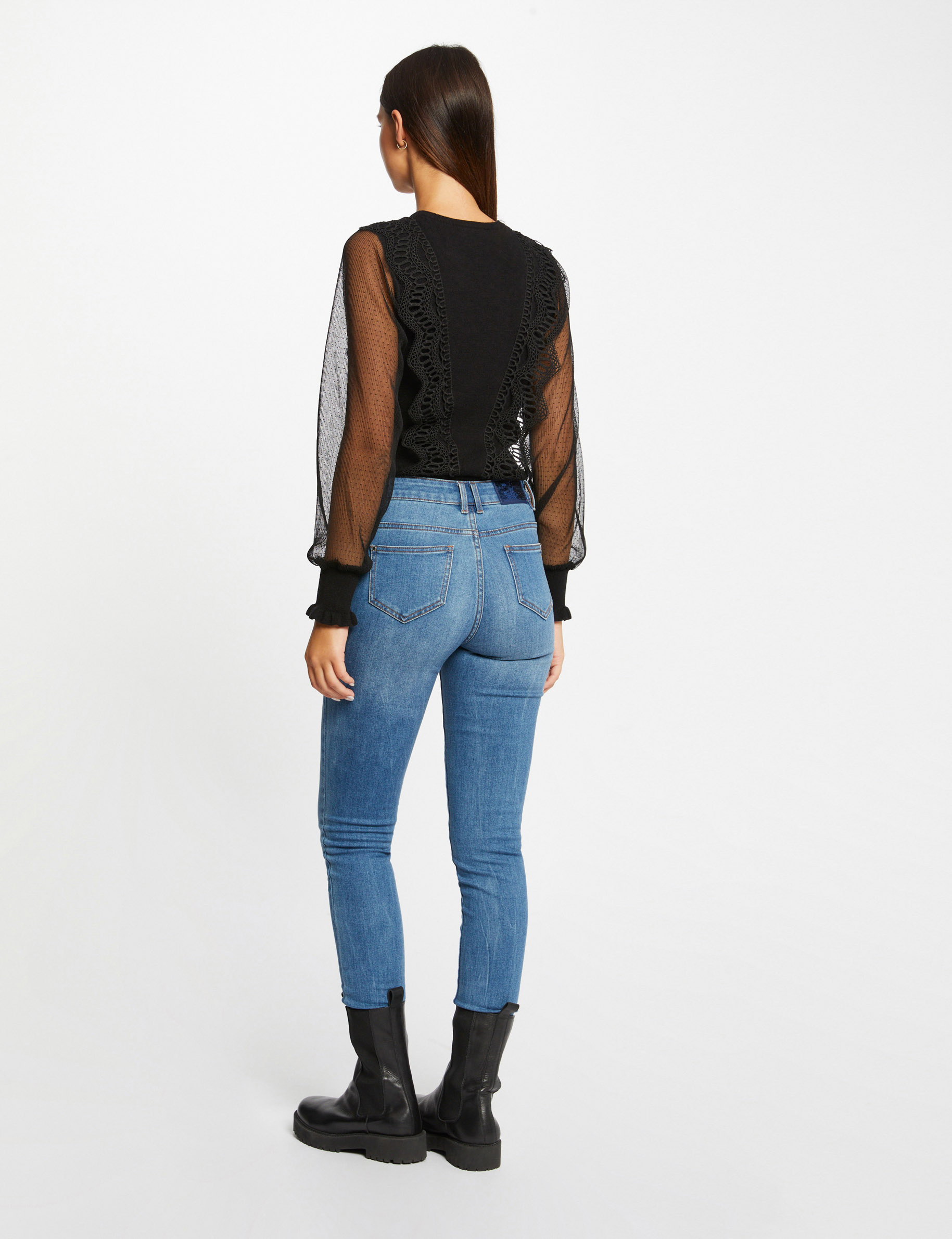 jersey manga larga con plumeti negro mujer Jersey manga larga con plumeti negro mujer