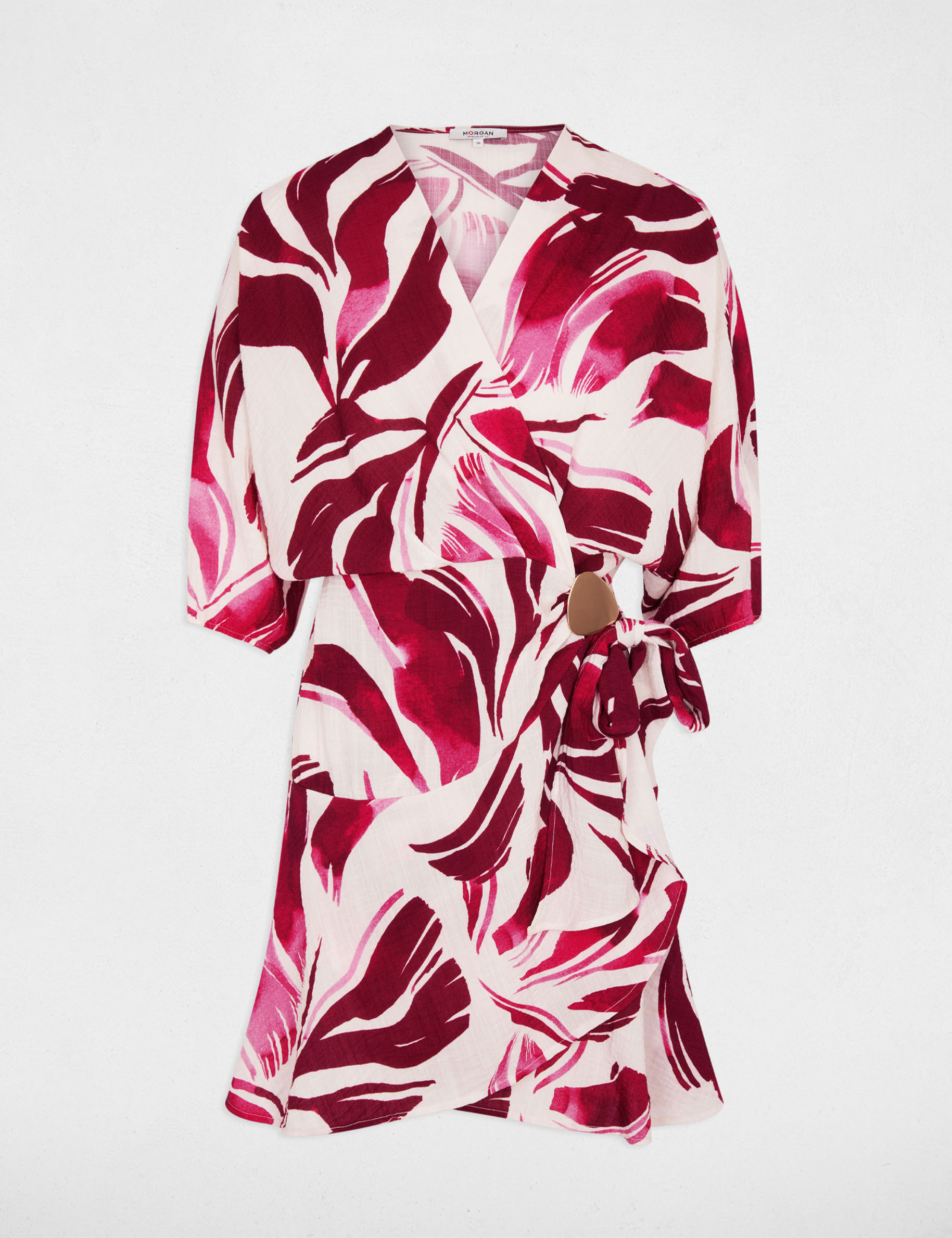 Vestido plisado cruzado multicolor mujer