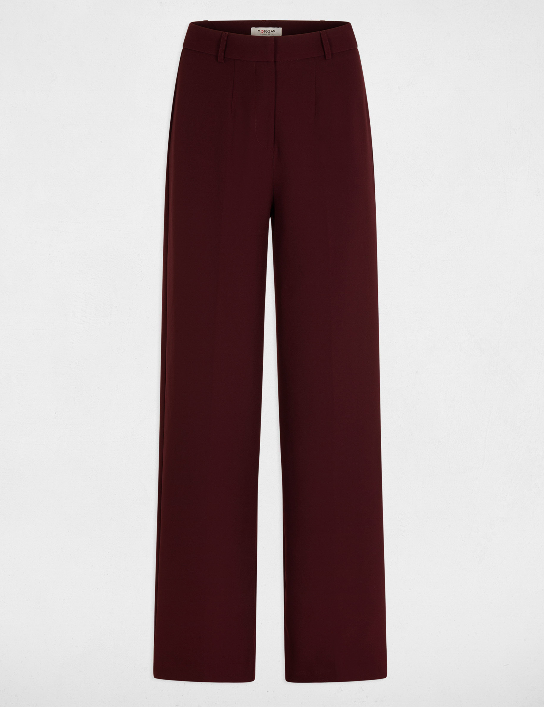 Pantal&oacute;n recto con pinzas ciruela mujer