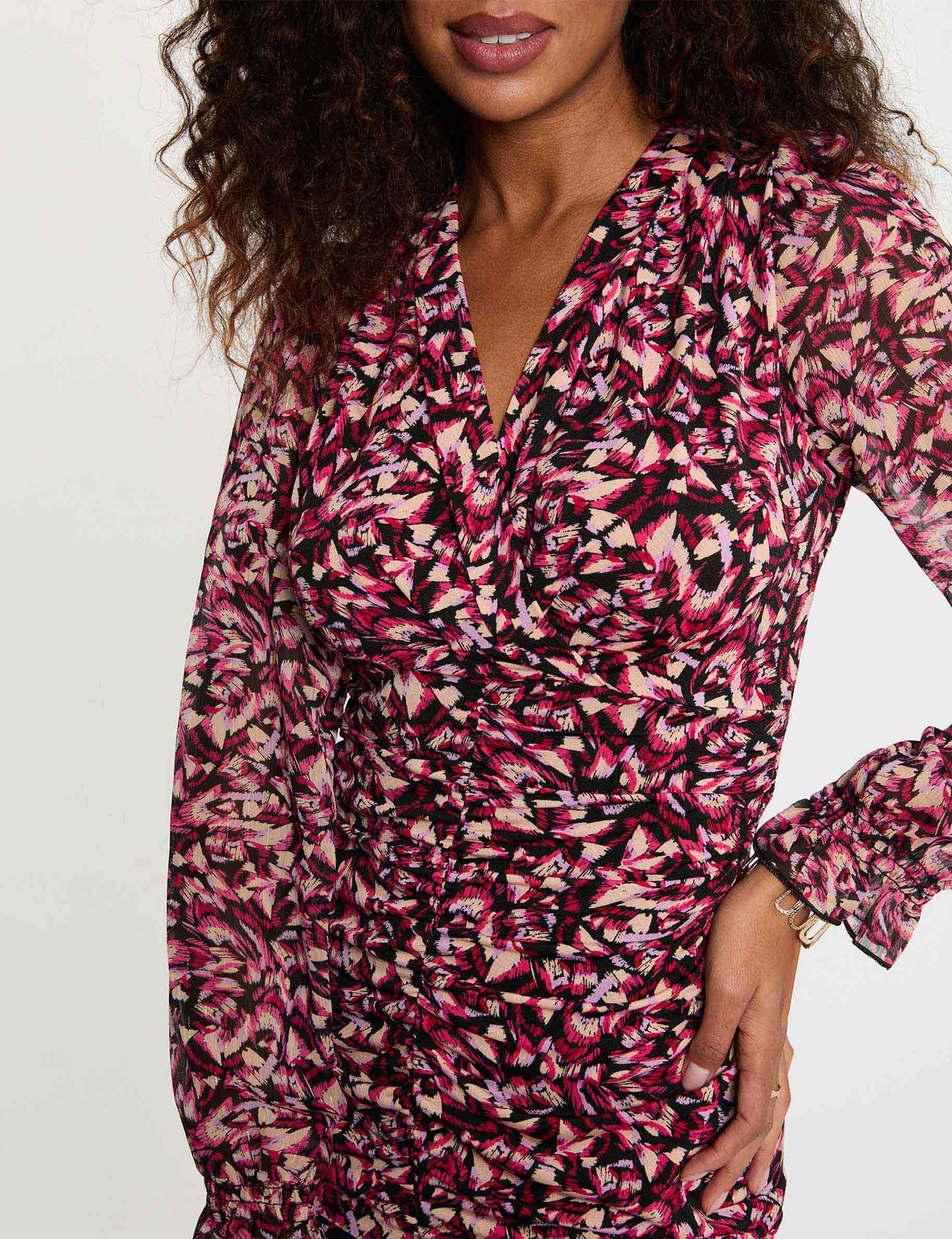 Vestido cruzado mangas 3/4 multicolor mujer