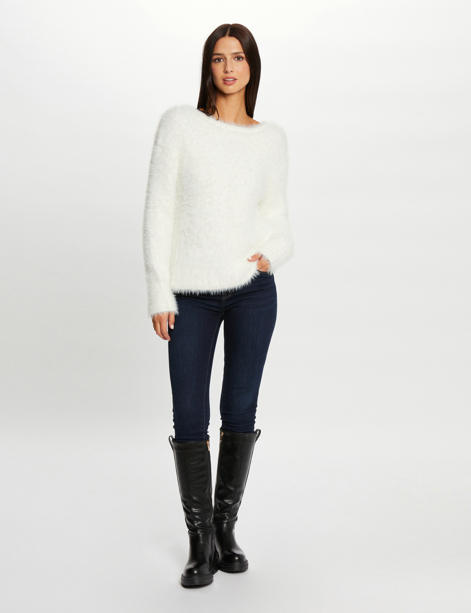 jersey manga larga con espalda abertura crudo mujer Jersey manga larga con espalda abertura crudo mujer
