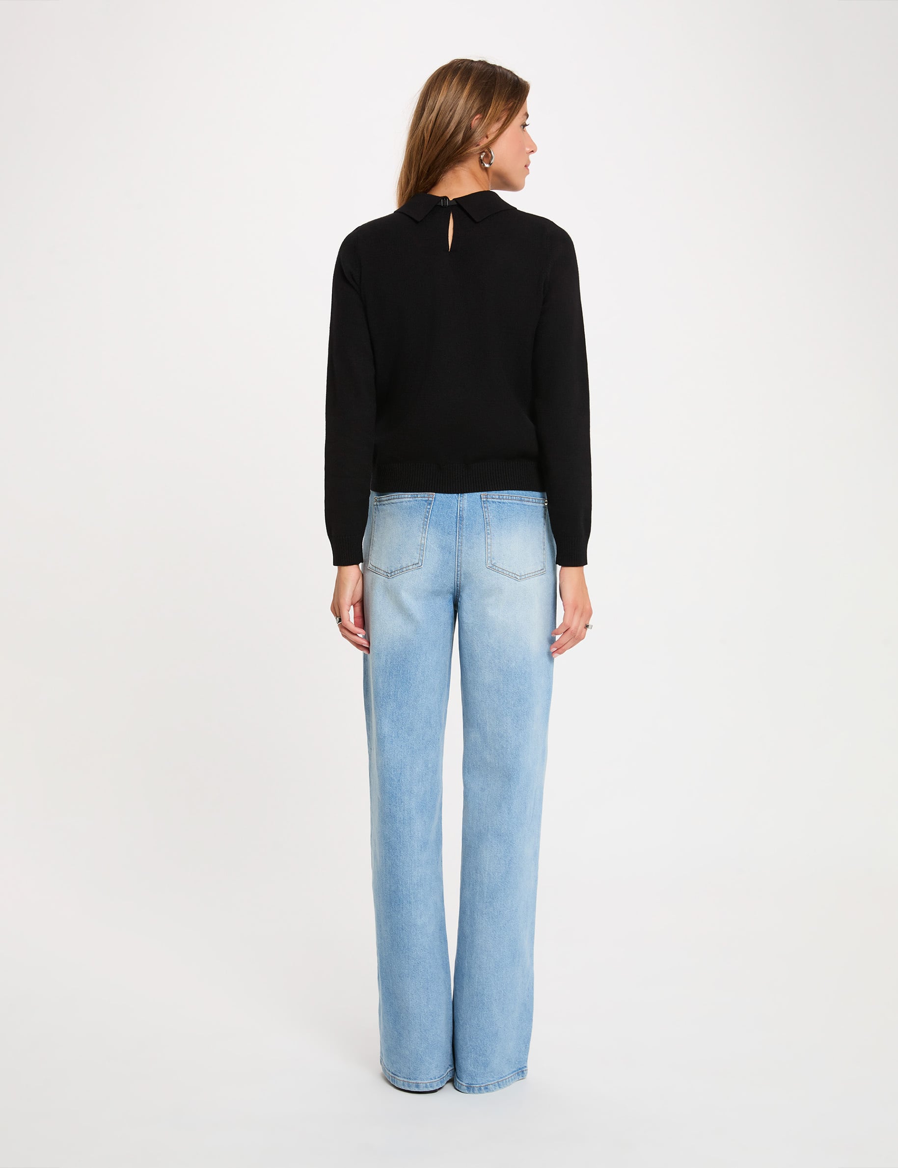 Jersey con cuello vuelto negro mujer