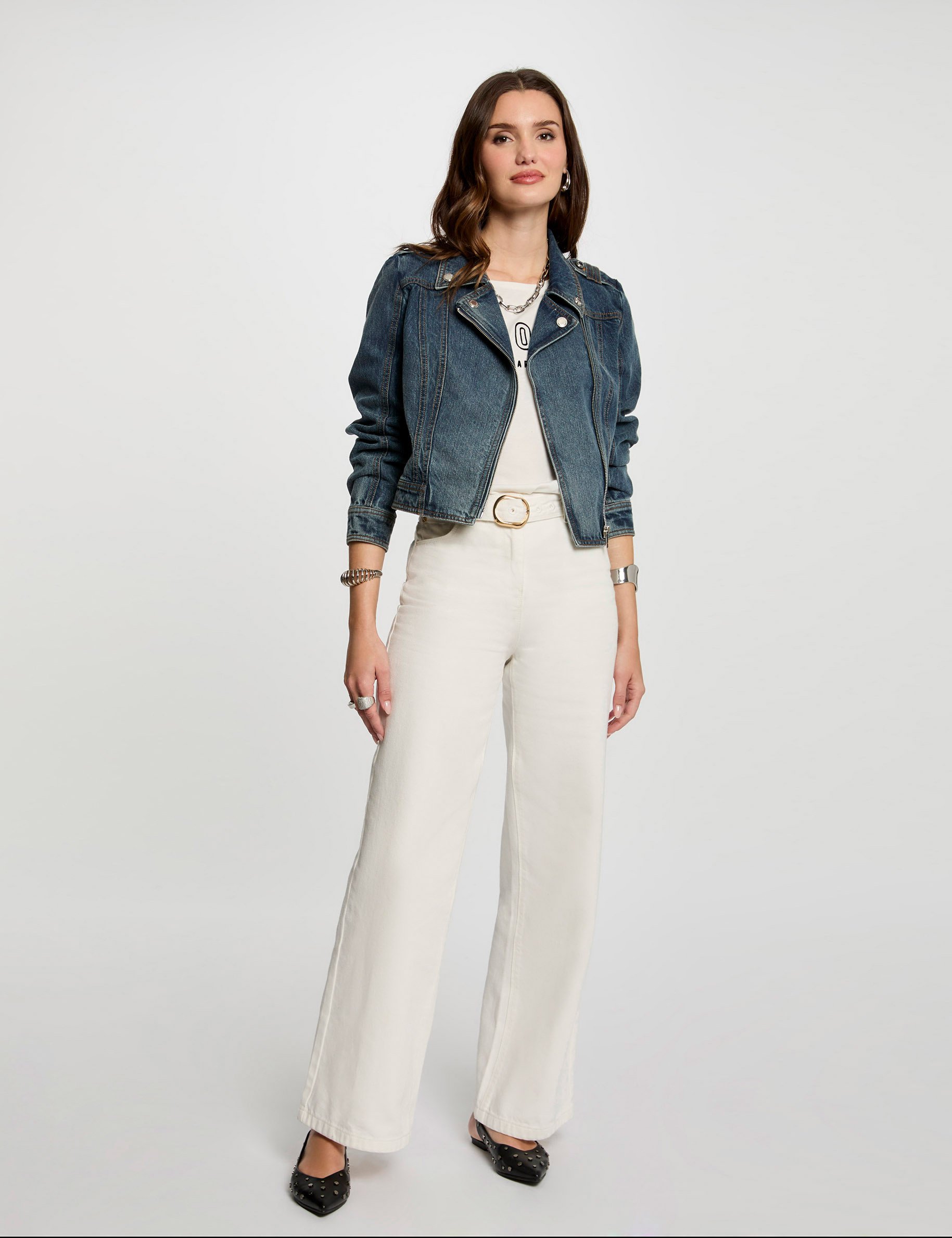 Chaqueta vaquero corta denim stone mujer