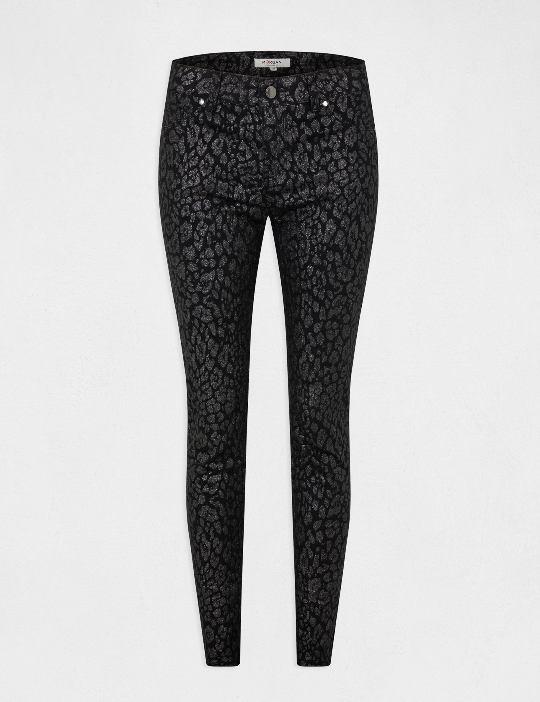 Pantalón skinny mojado estampado negro mujer