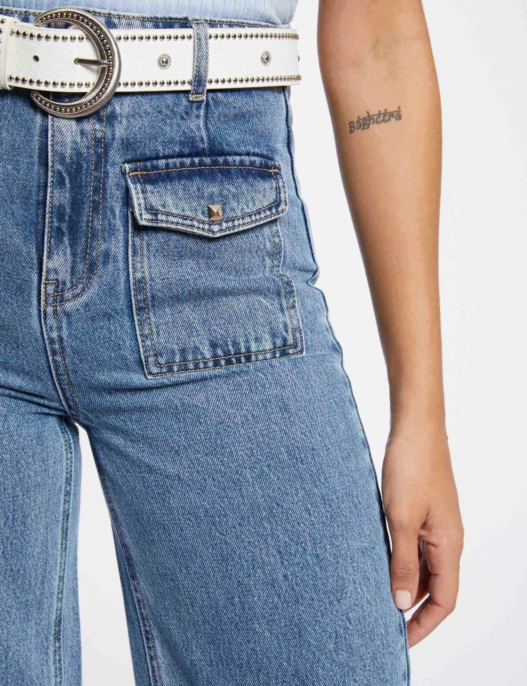 vaquero pernera ancha talle alto denim doble stone mujer Vaquero pernera ancha talle alto denim doble stone mujer