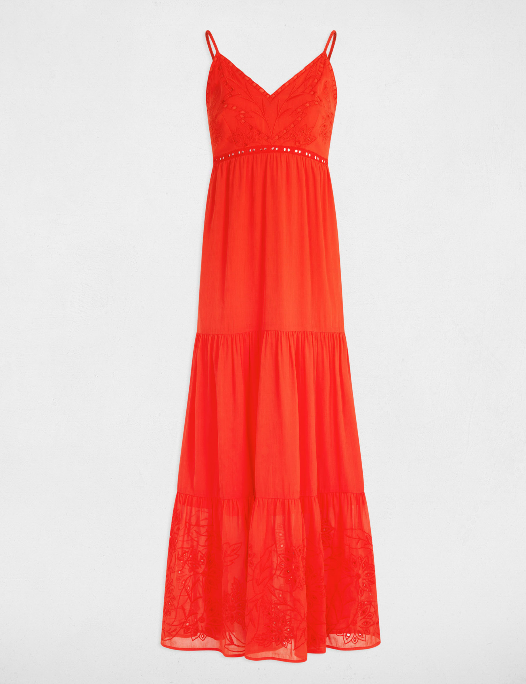 vestido largo holgado bordado orange mujer Vestido largo holgado bordado orange mujer