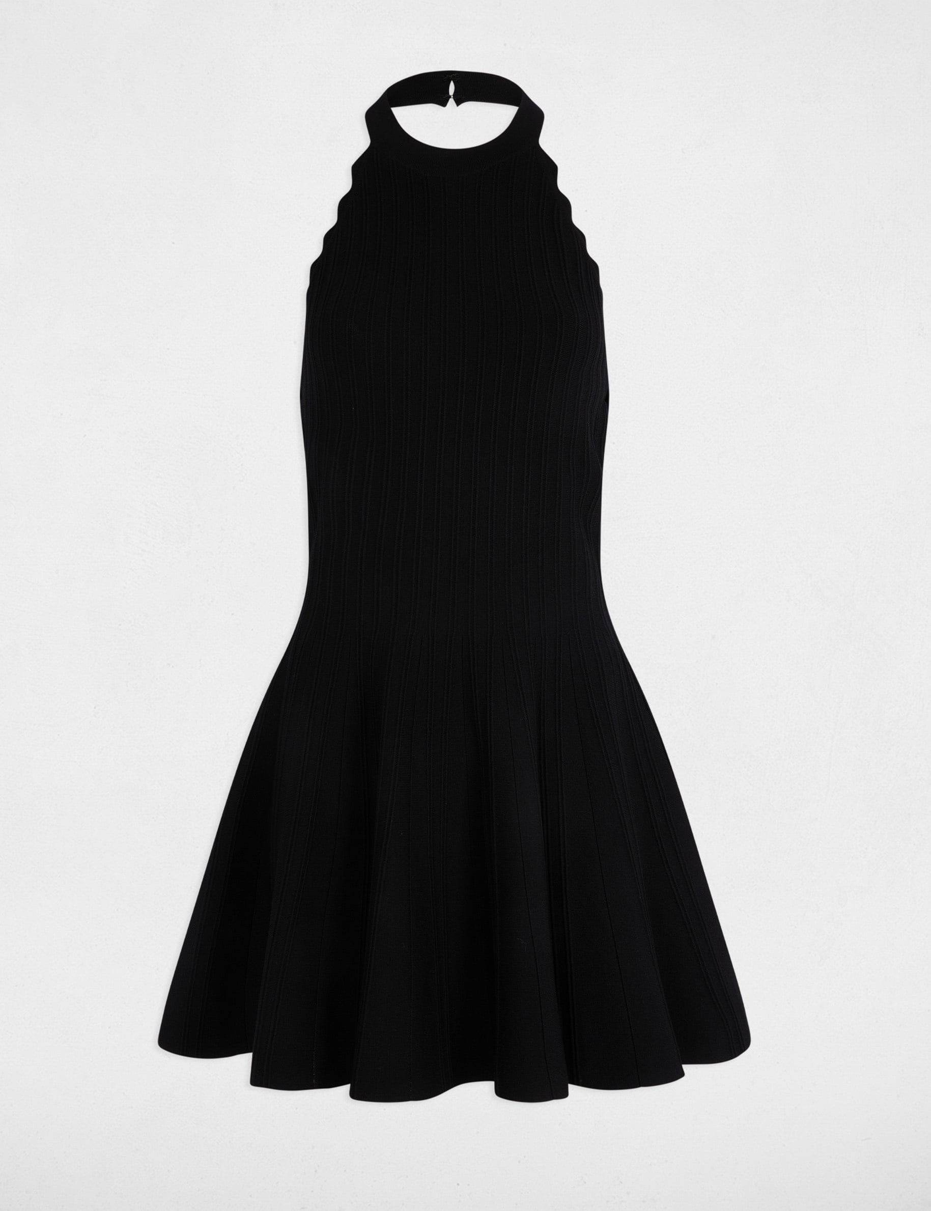 Vestido de punto evas&eacute; sin mangas negro mujer