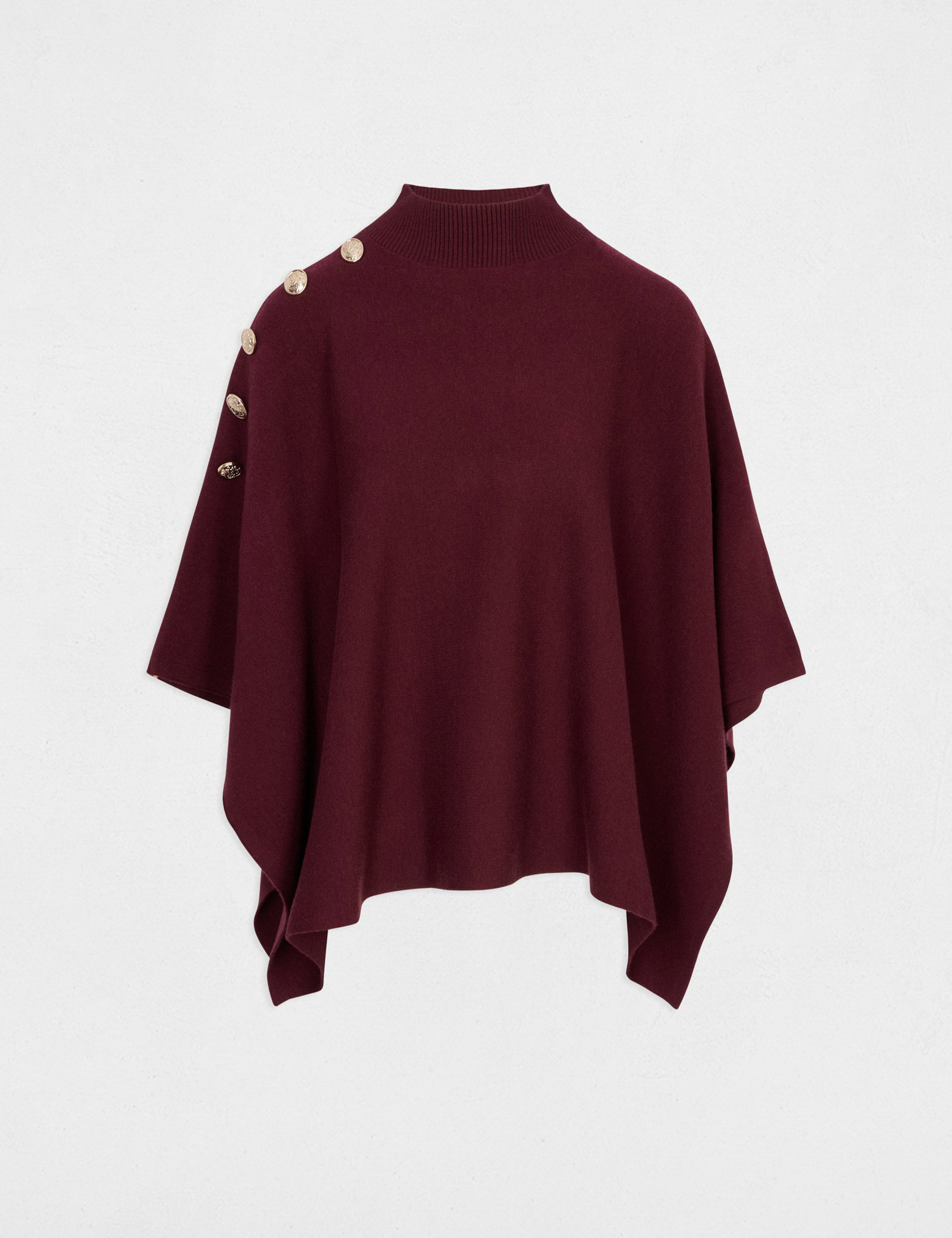 Capa con cuello alto ciruela mujer