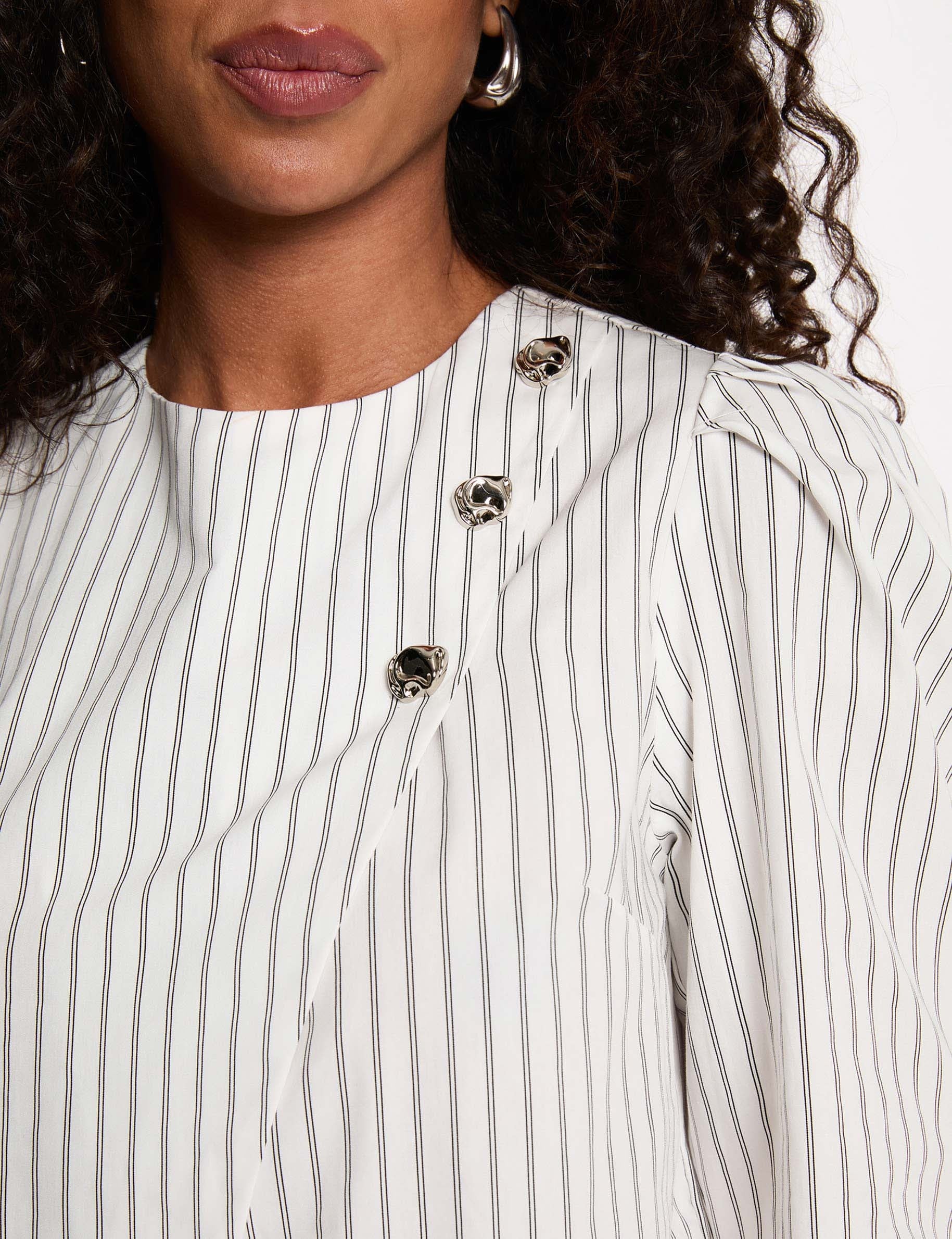 Blusa cruzada de rayas blanco mujer