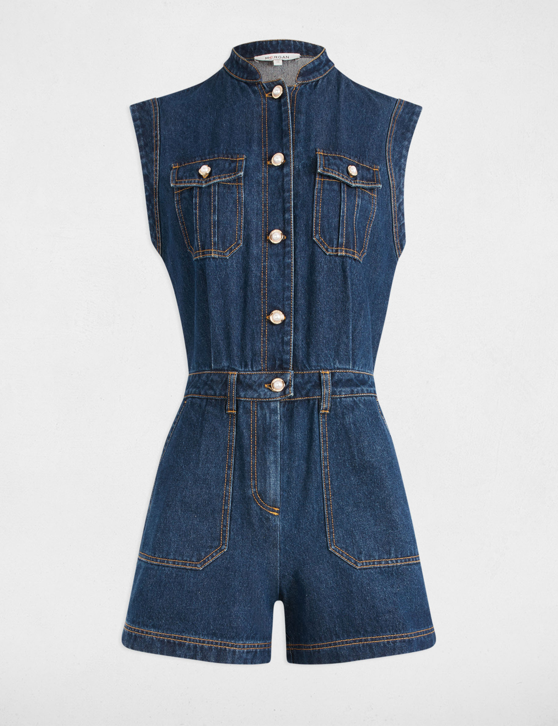 Mono corto vaquero denim crudo mujer