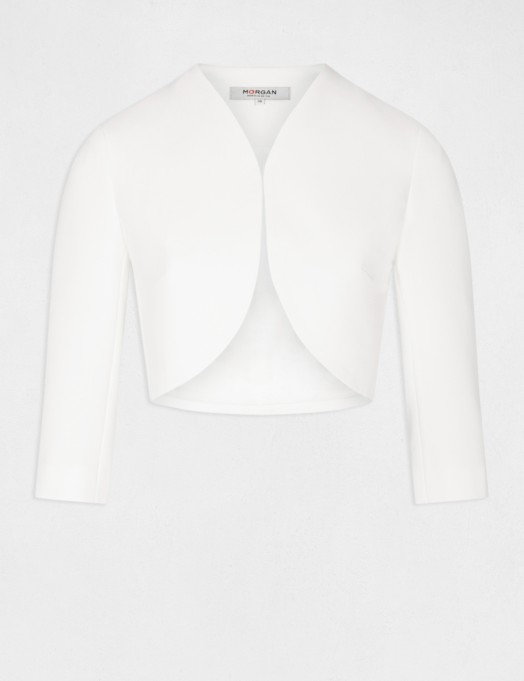 chaqueta recta con manga 34 marfil mujer Chaqueta recta con manga 3/4 marfil mujer