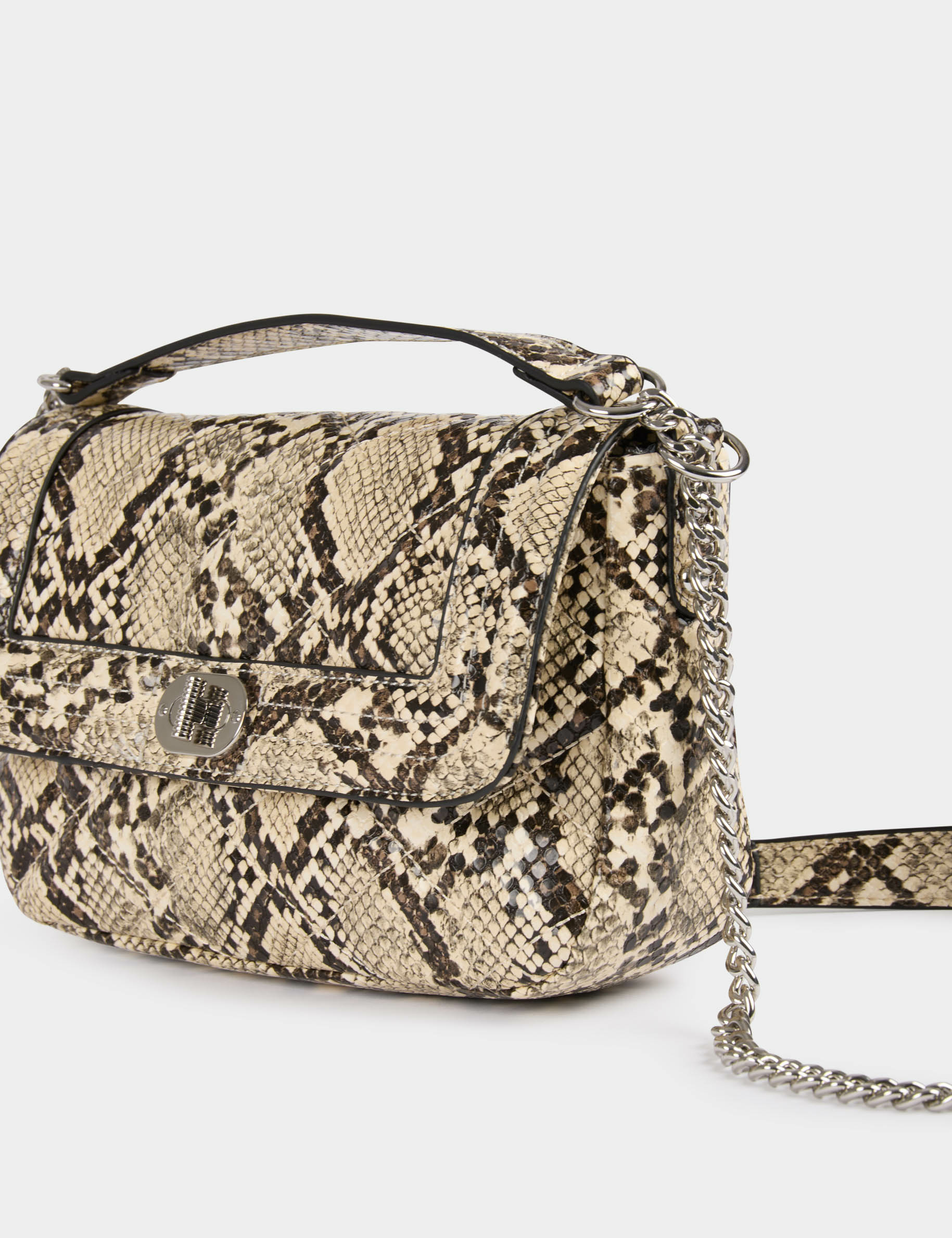 bolso estampado de piton arena mujer Bolso estampado de pitón arena mujer