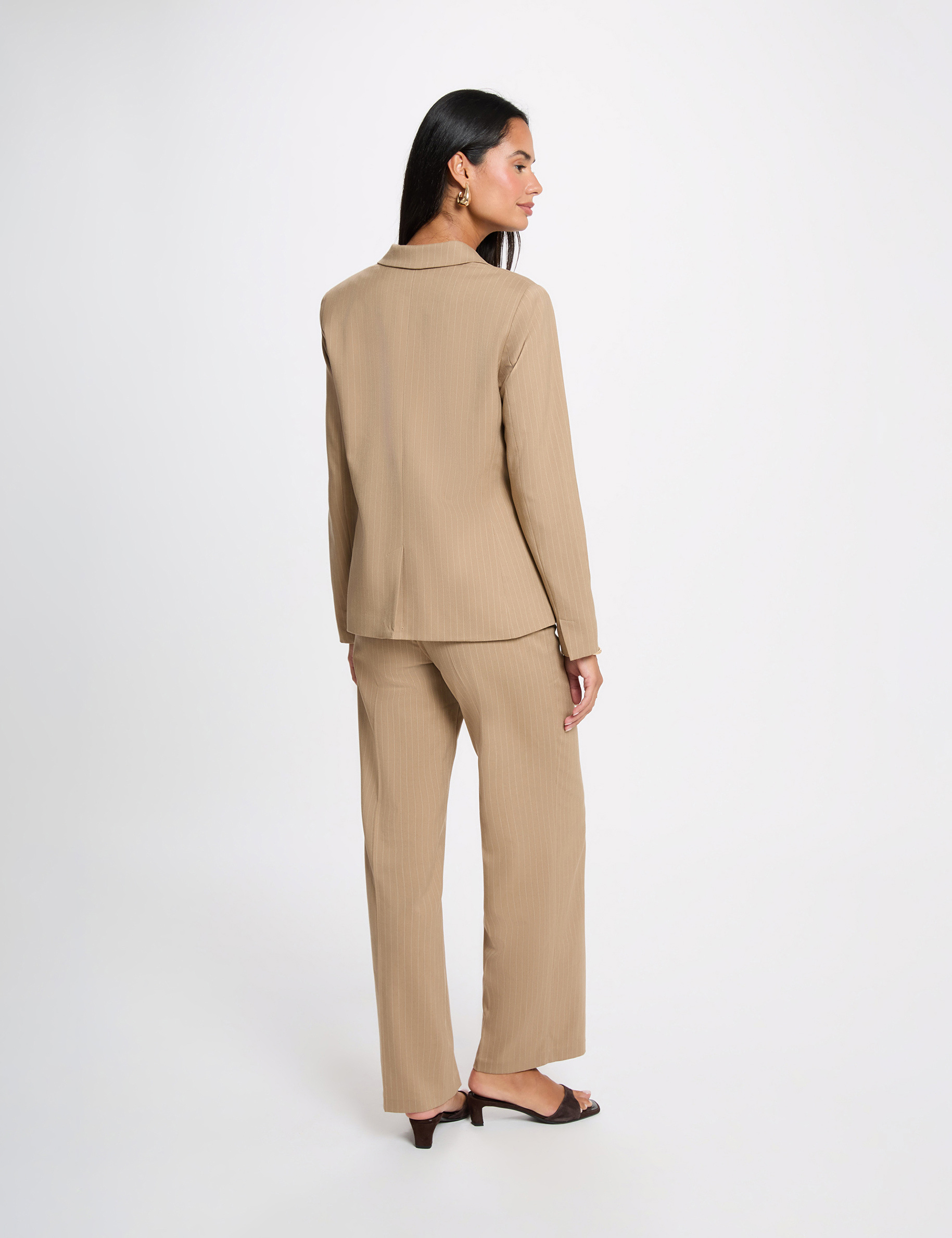 Blazer recto a rayas topo mujer