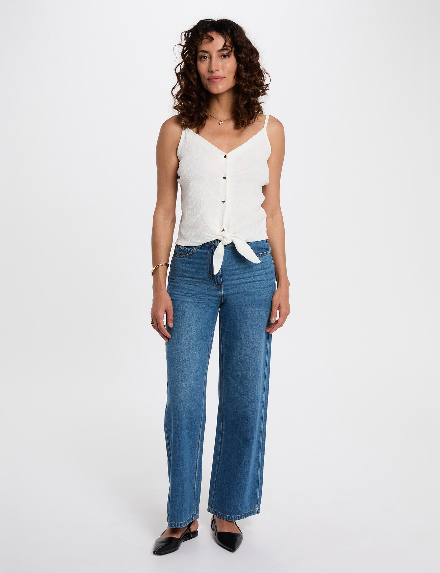 top con tirantes finos blanco mujer Top con tirantes finos blanco mujer