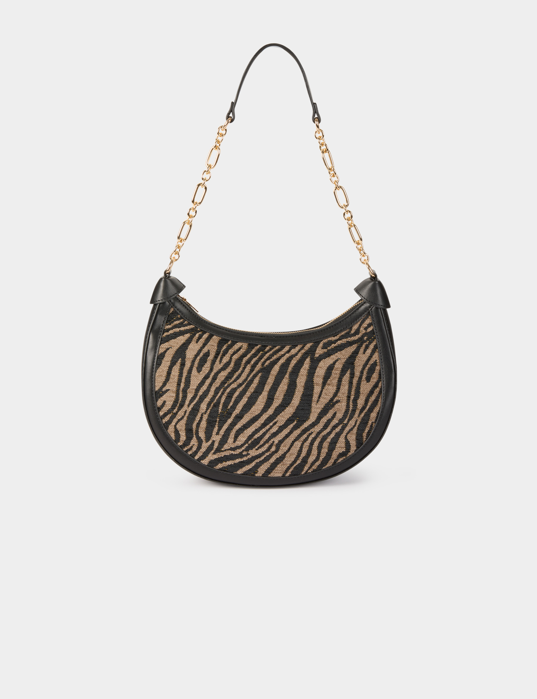 Bolso media luna de cebra negro mujer