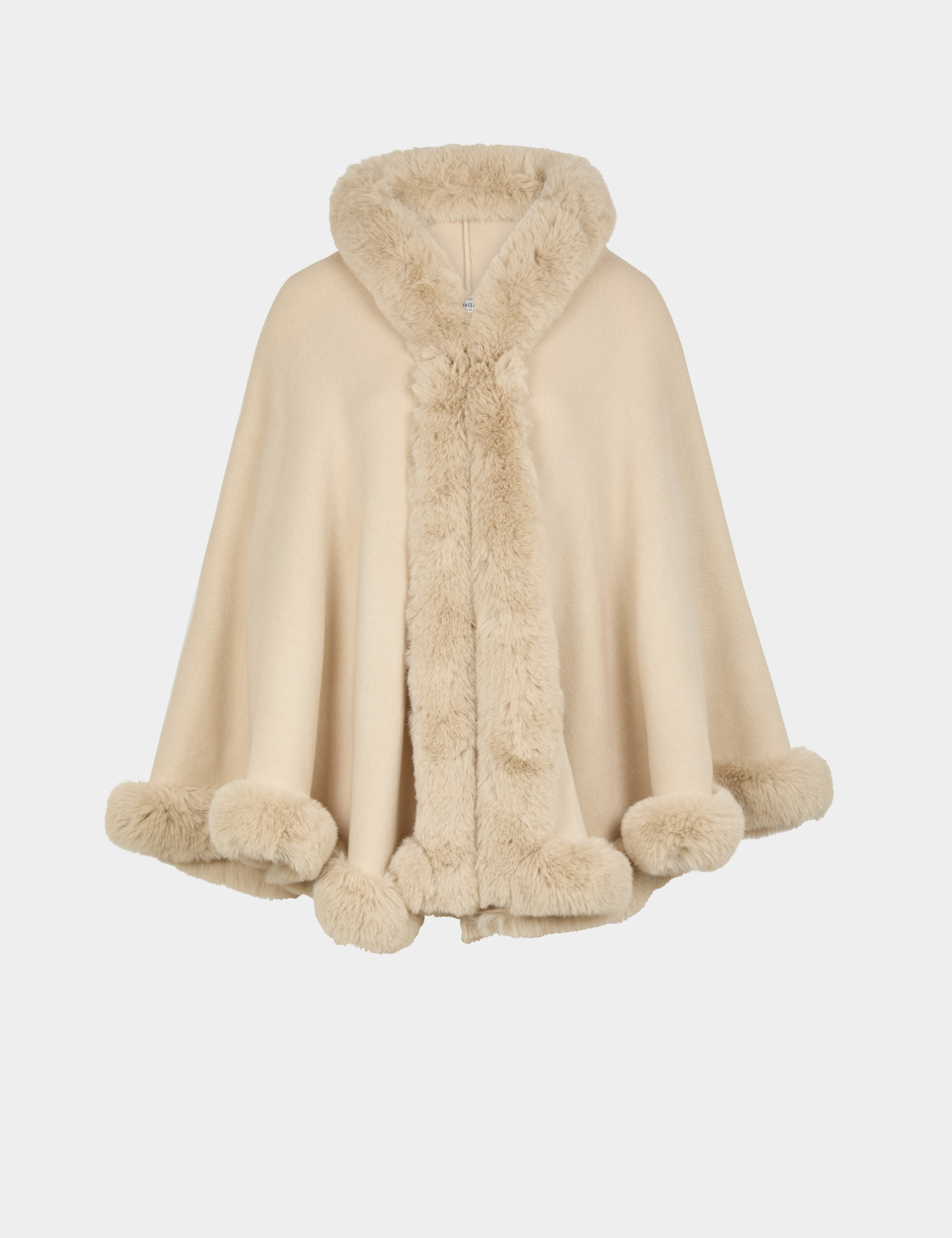 Poncho de piel sint&eacute;tica arena mujer