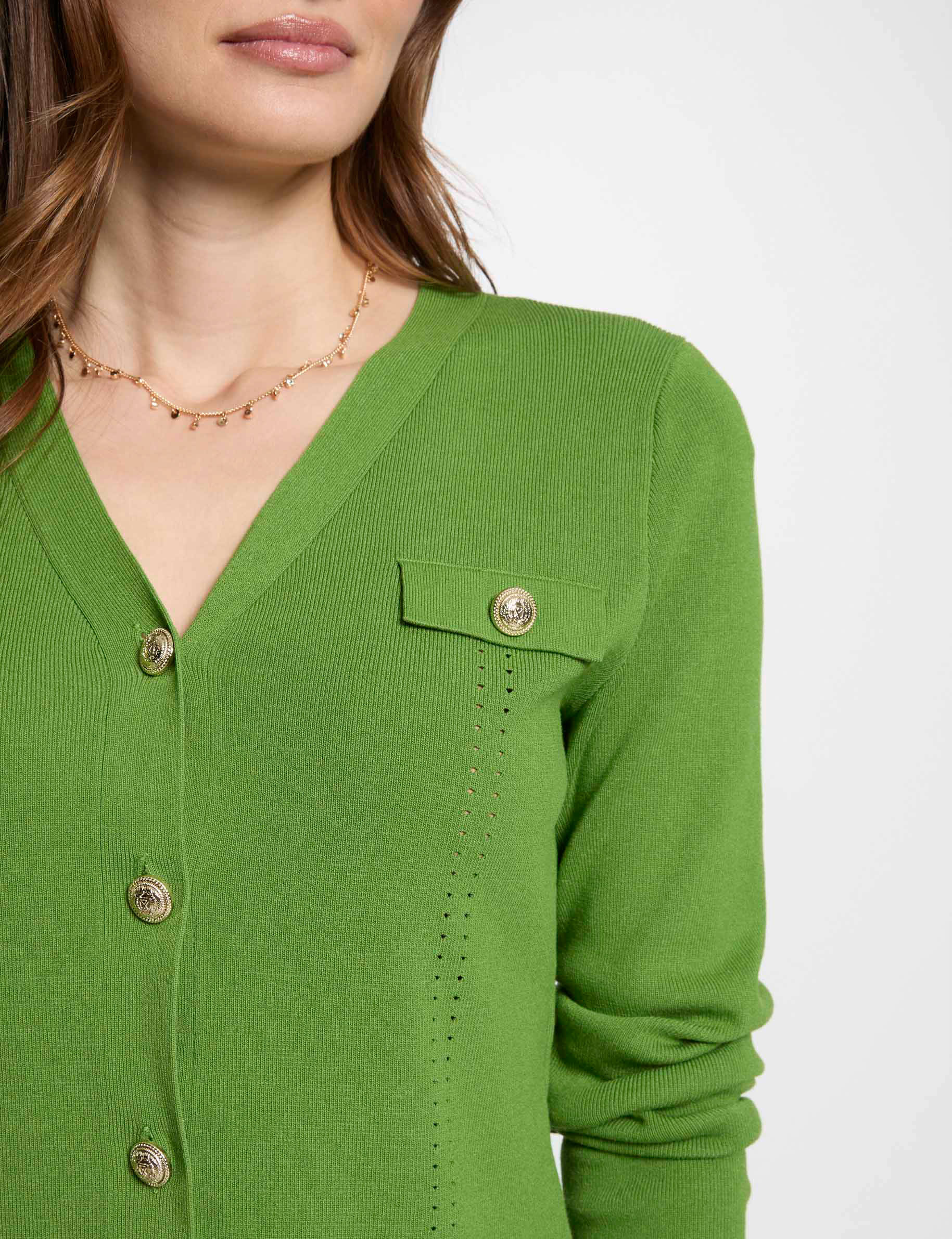 cardigan con escote en v vert anis mujer Cárdigan con escote en V vert anis mujer