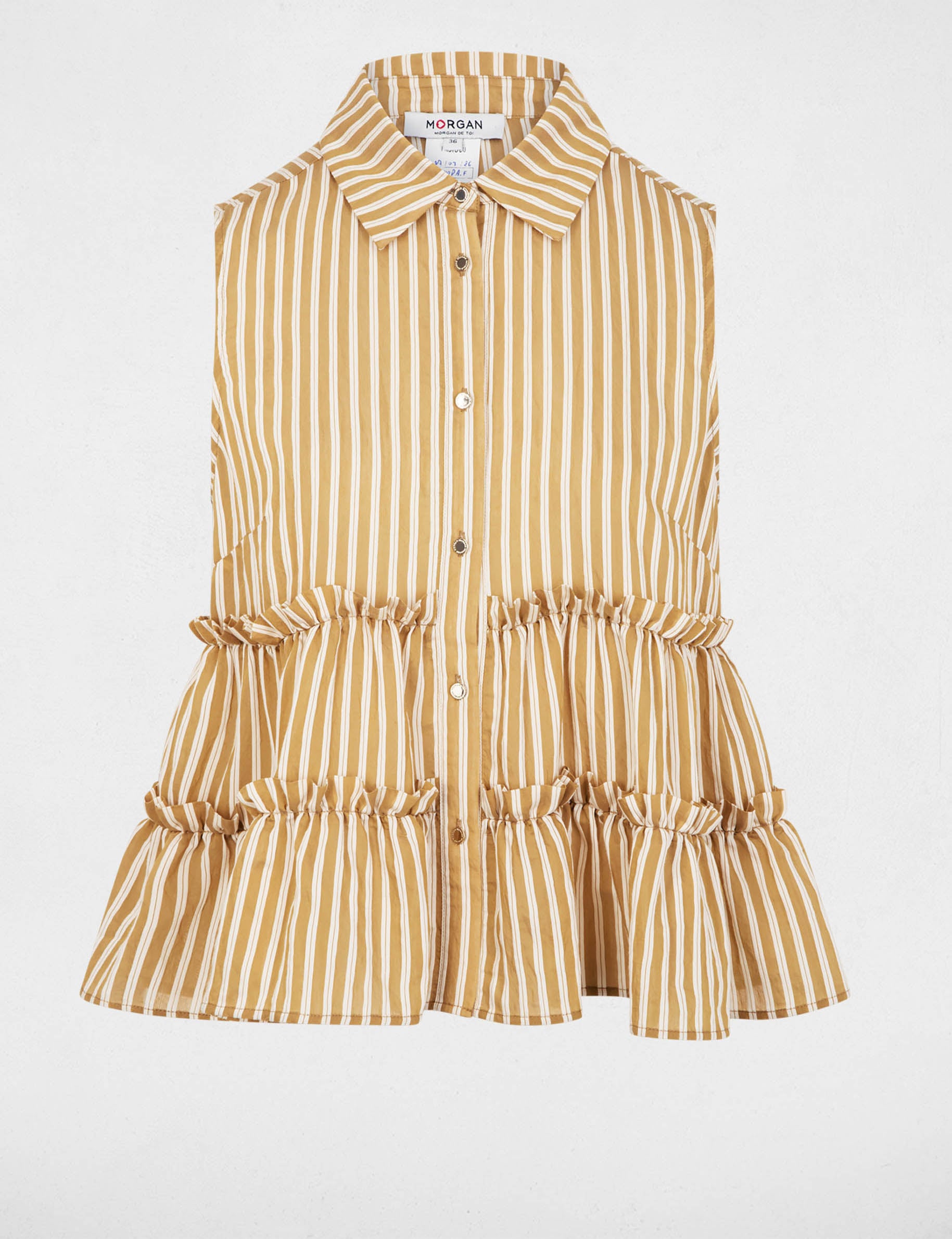 Camisa sin mangas a rayas multicolor mujer
