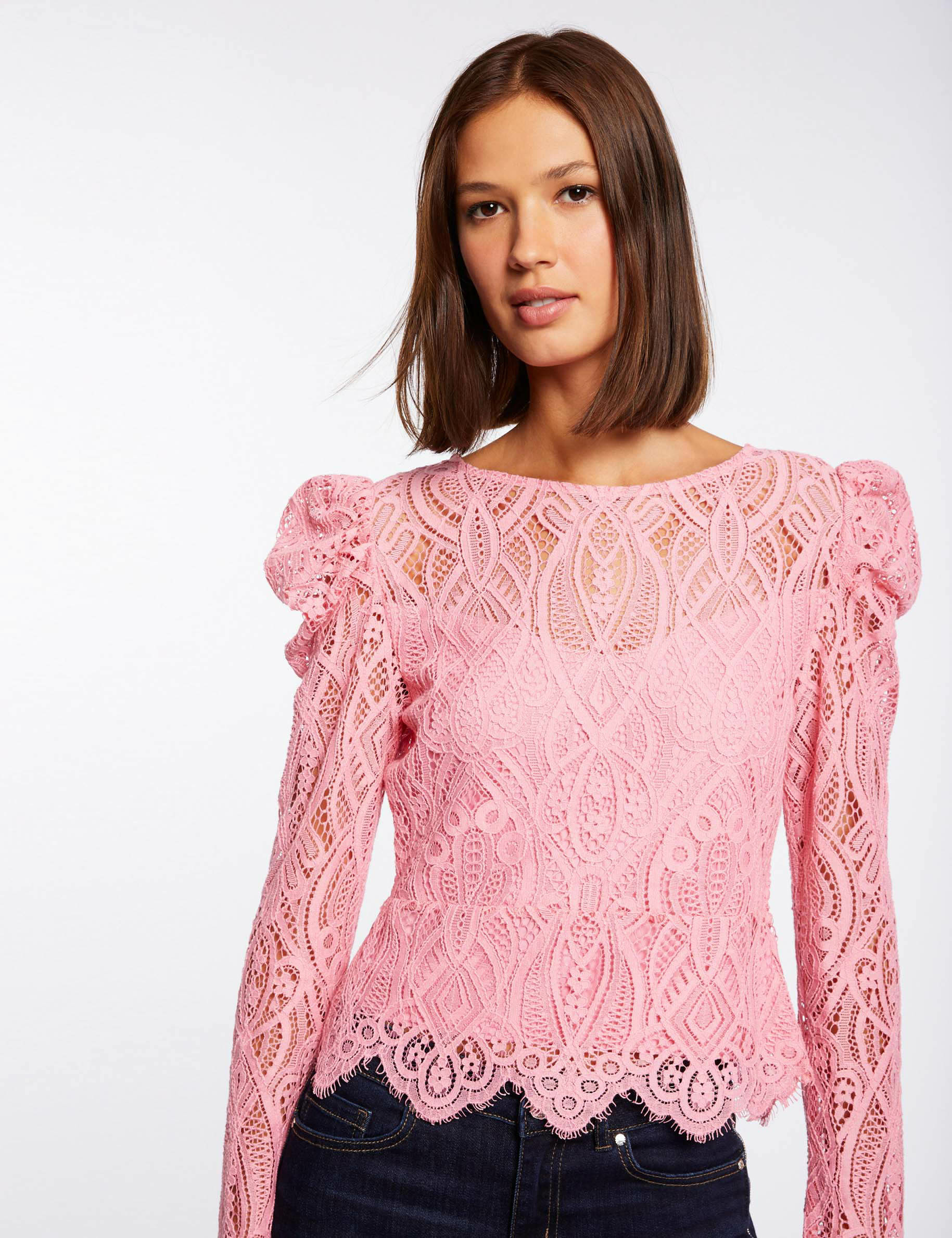 Camiseta manga larga con encaje mujer Camiseta manga larga con encaje mujer