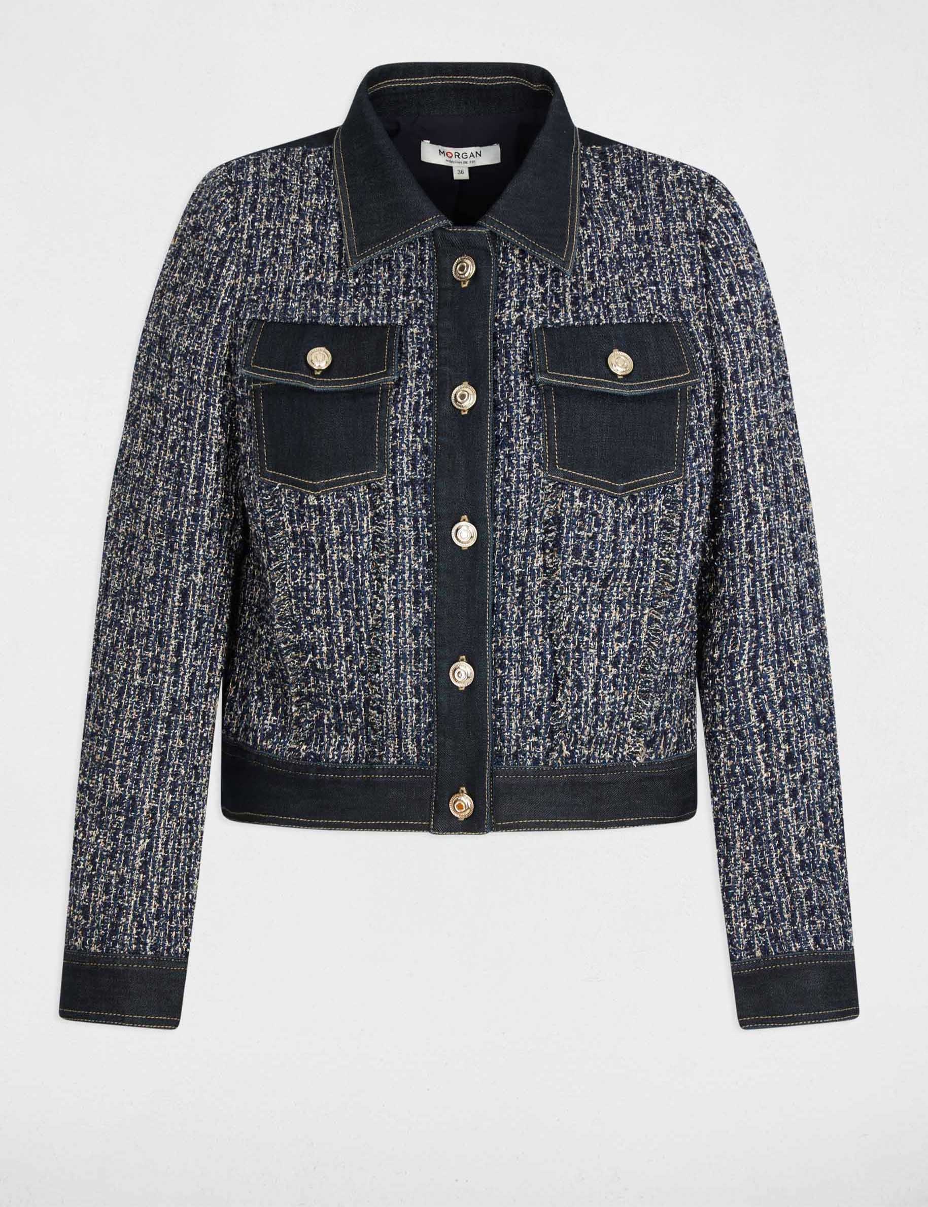 chaqueta corta de tweed multicolor mujer Chaqueta corta de tweed multicolor mujer