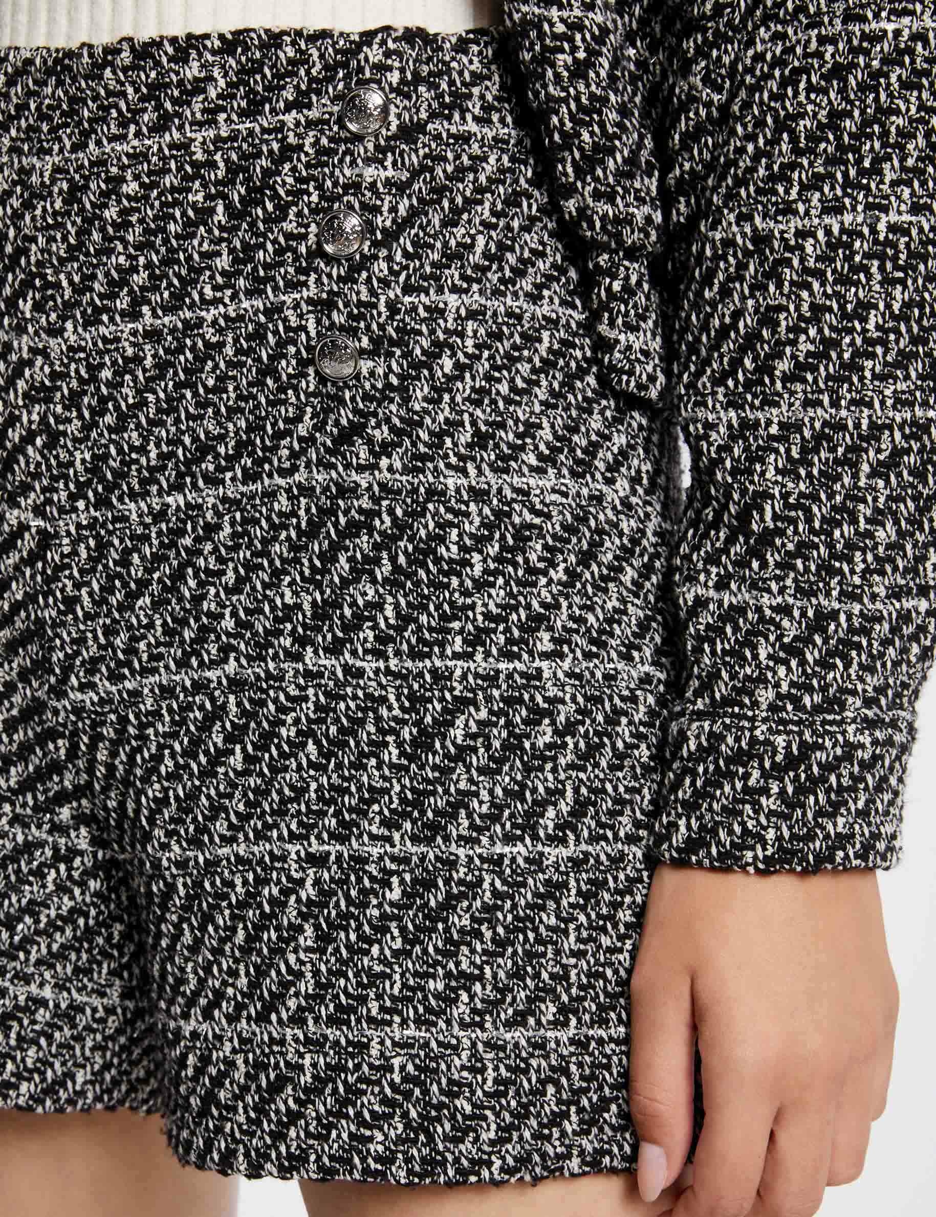 Short recto con hilos metalizados negro mujer