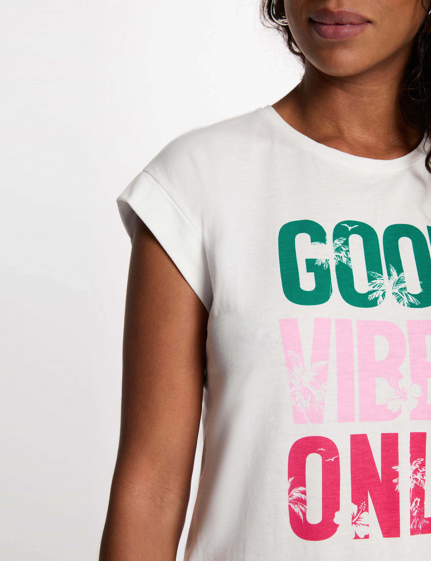 Camiseta de manga corta blanco mujer