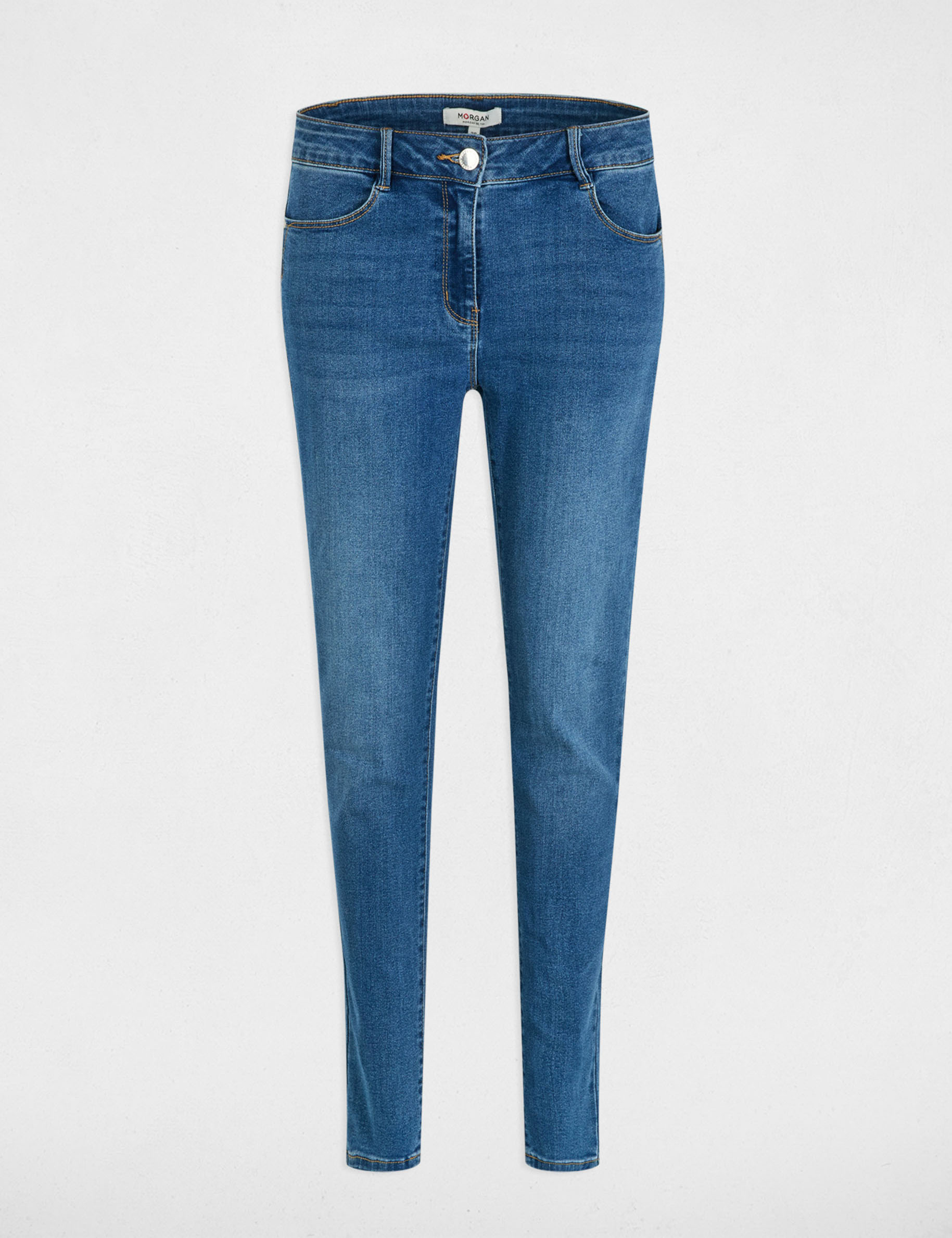 Vaquero slim talle est&aacute;ndar denim stone mujer